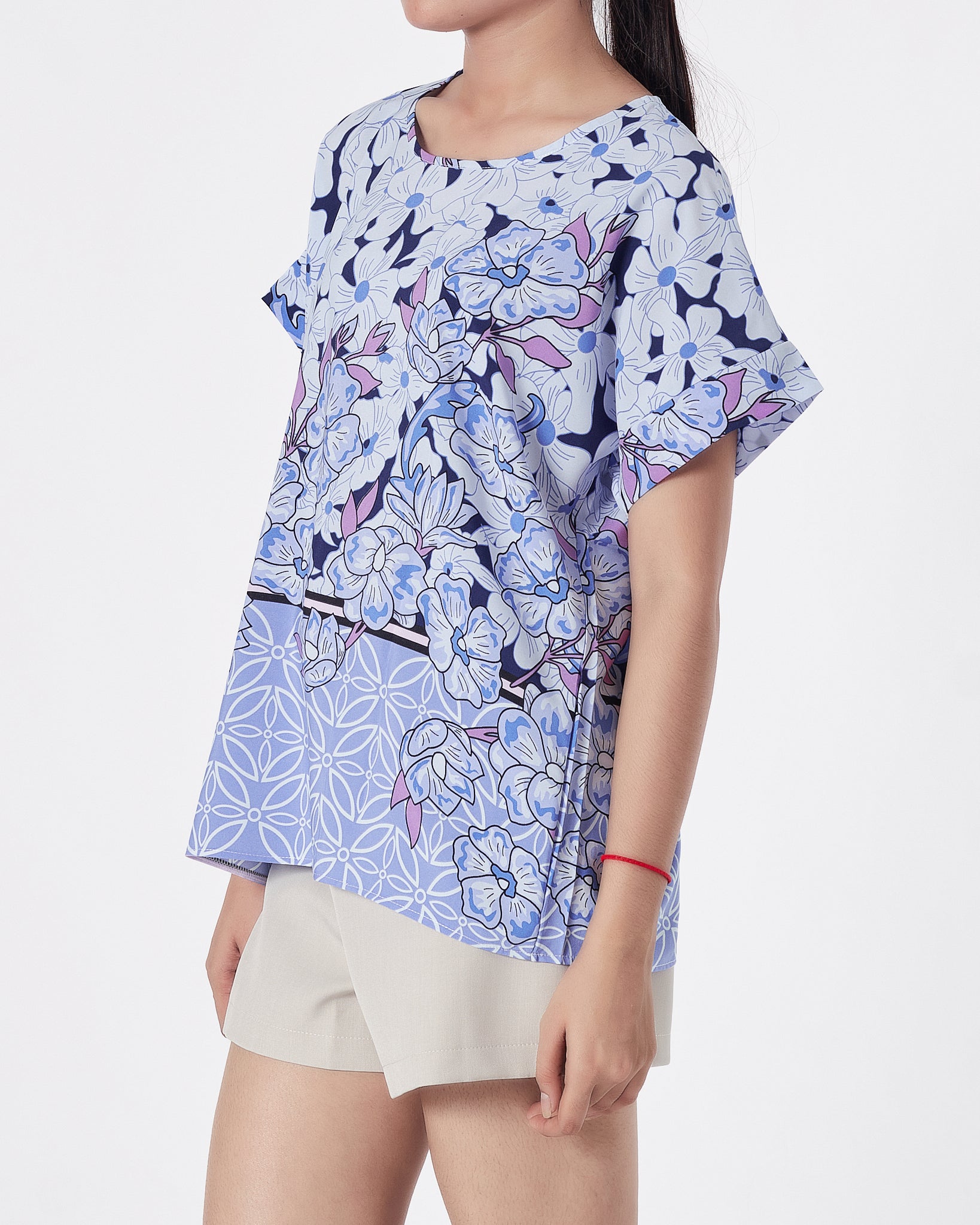 Floral Over Printed Lady Shirts Short Sleeve 12.90
