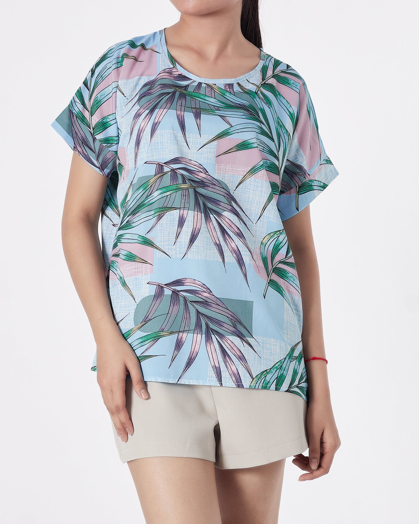 Leaf Over Printed Lady Shirts Short Sleeve 12.90