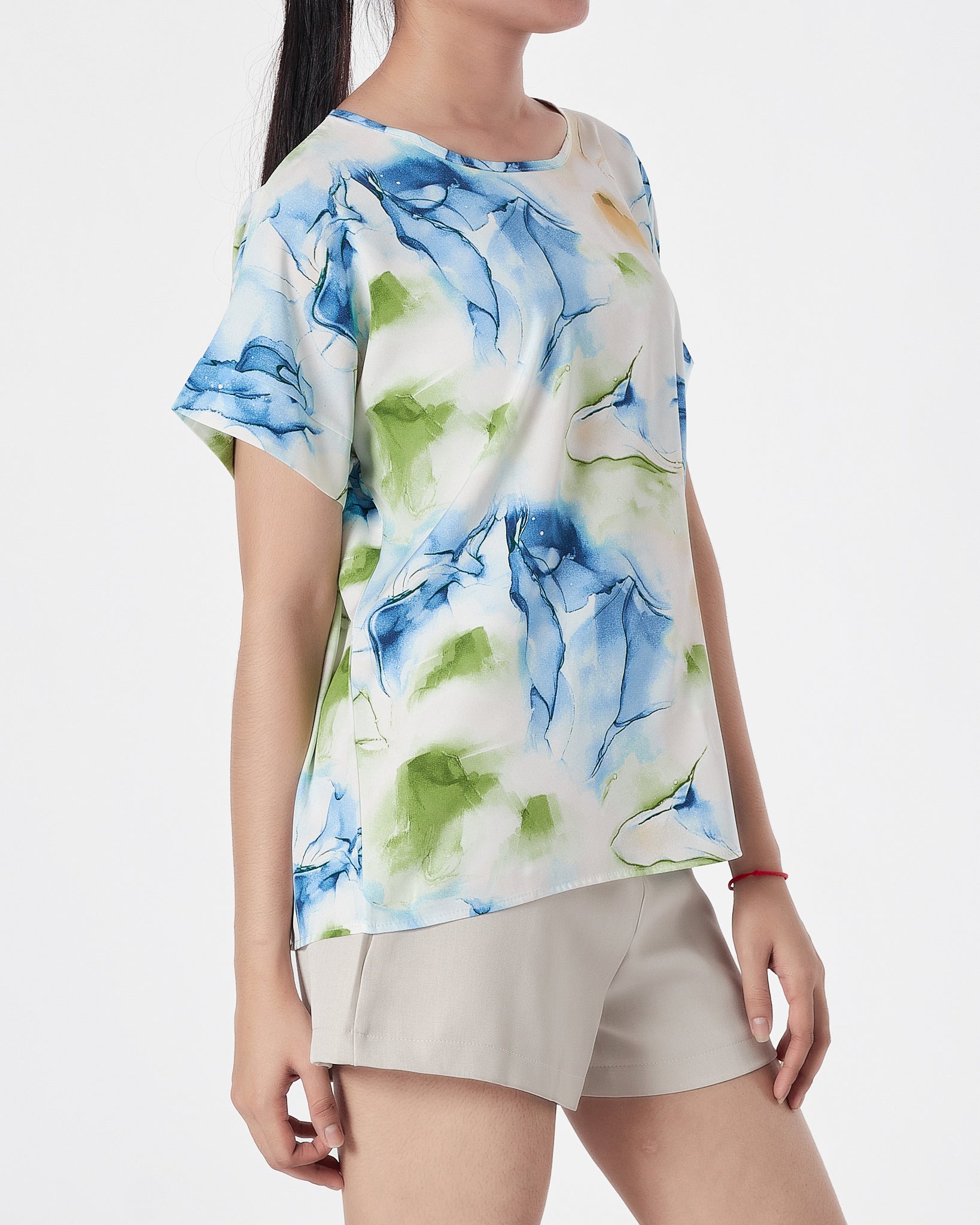 Floral Over Printed Lady Shirts Short Sleeve 12.90