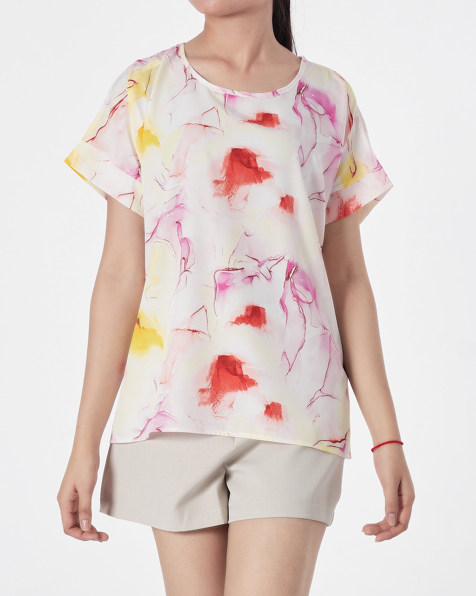Floral Over Printed Lady Shirts Short Sleeve 12.90