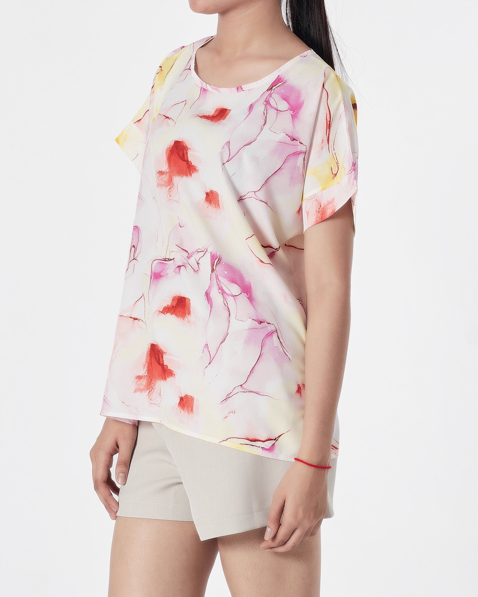 Floral Over Printed Lady Shirts Short Sleeve 12.90