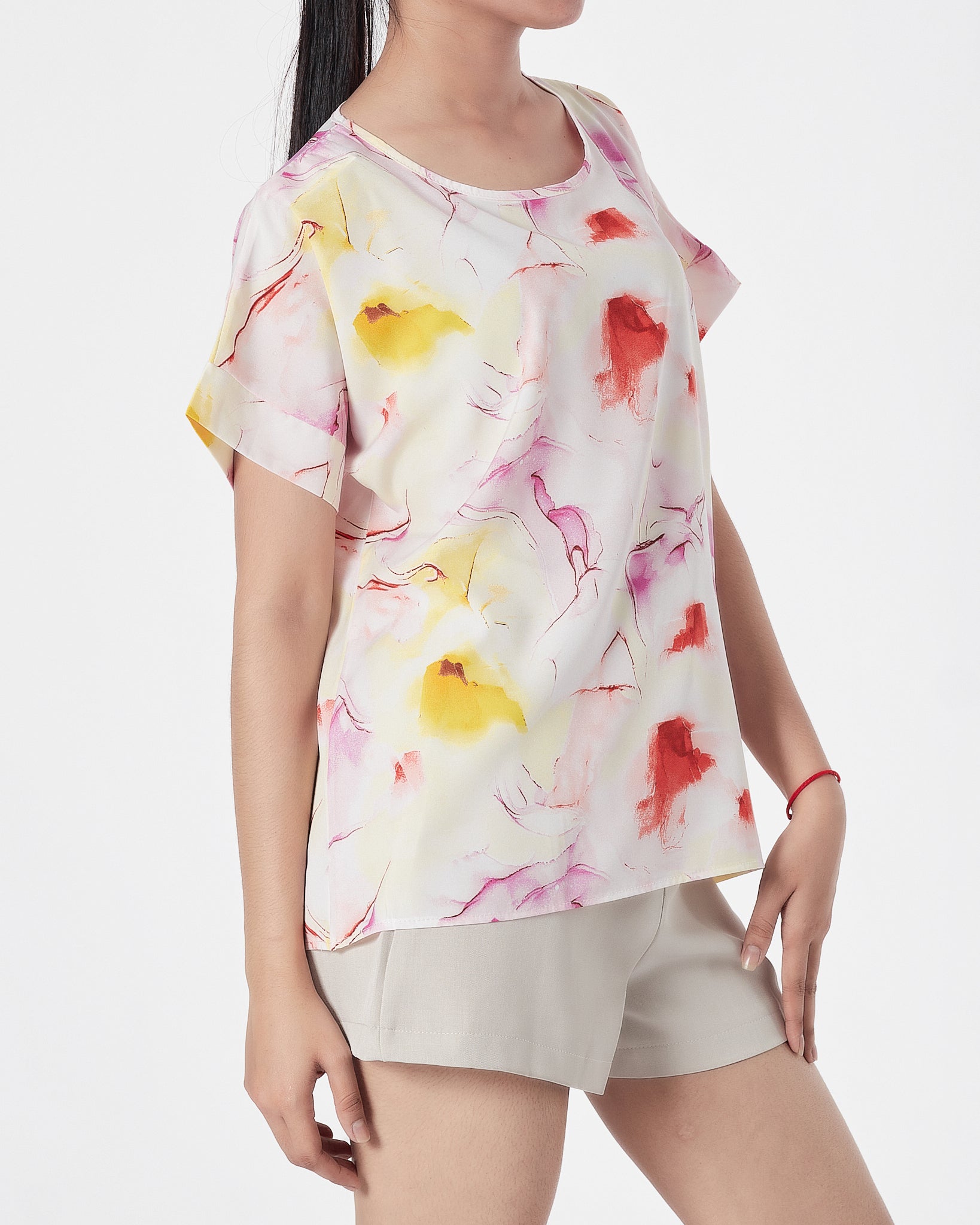 Floral Over Printed Lady Shirts Short Sleeve 12.90