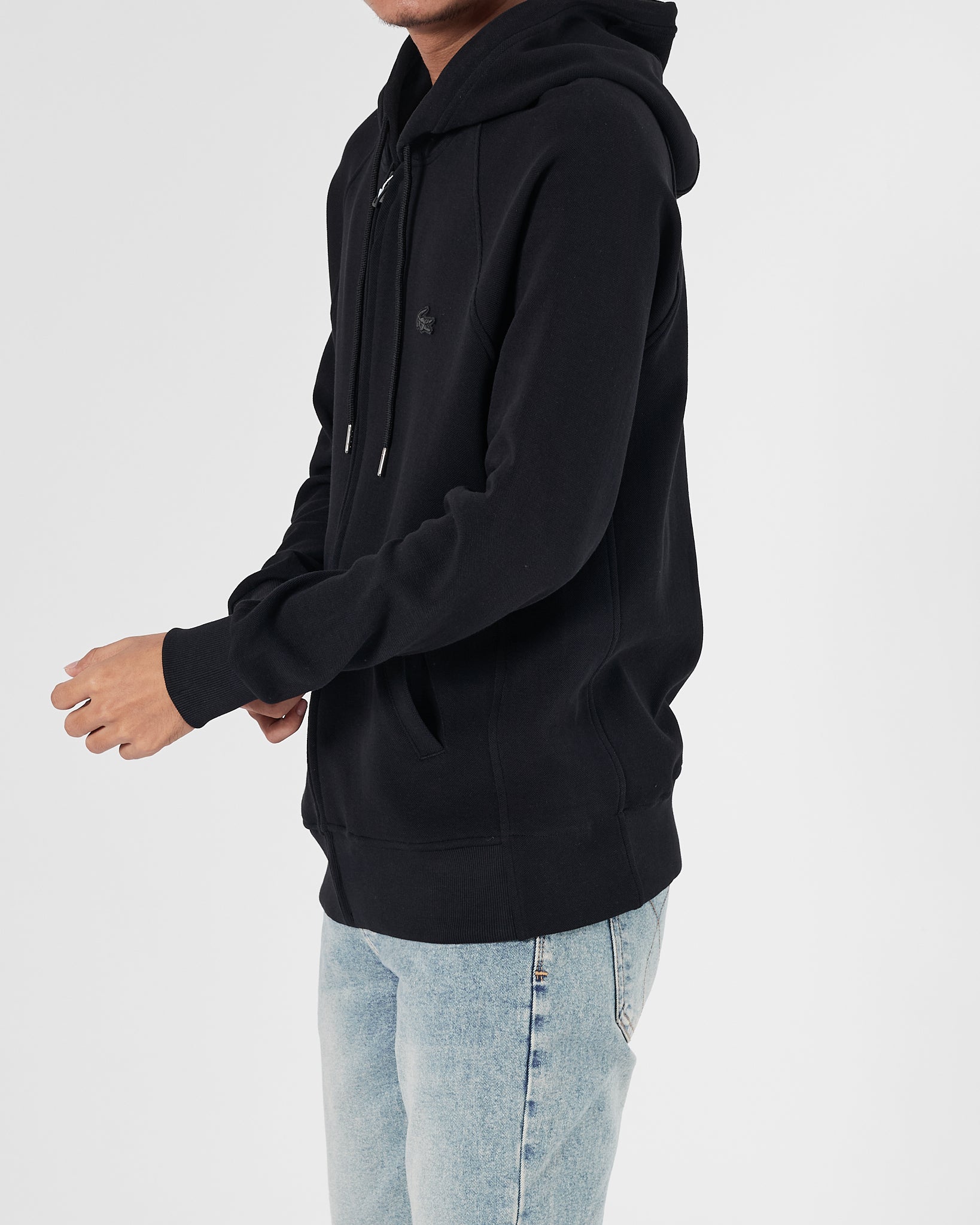 LAC Plain Color Men Black Zipped Hoodie 27.90