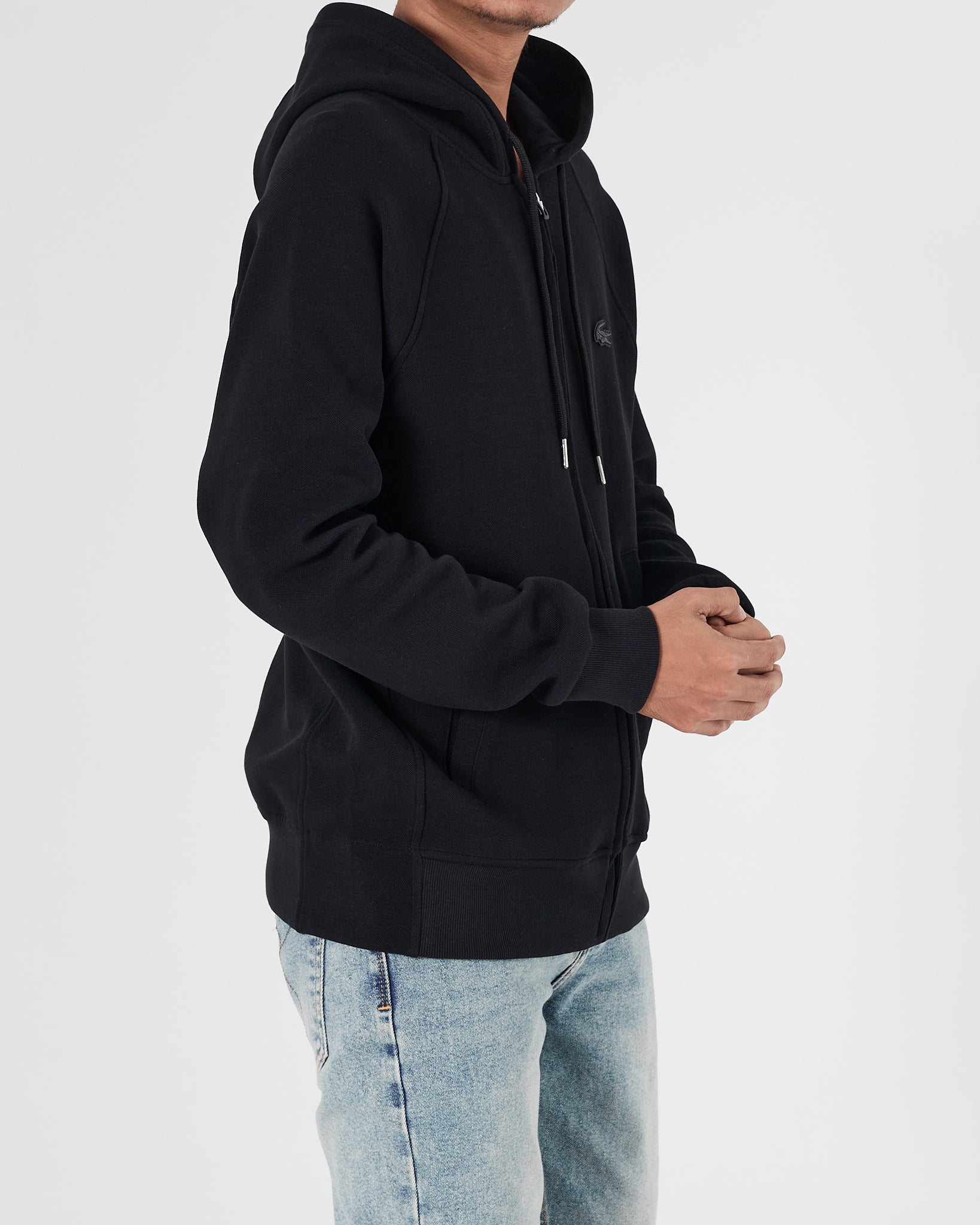 LAC Plain Color Men Black Zipped Hoodie 27.90