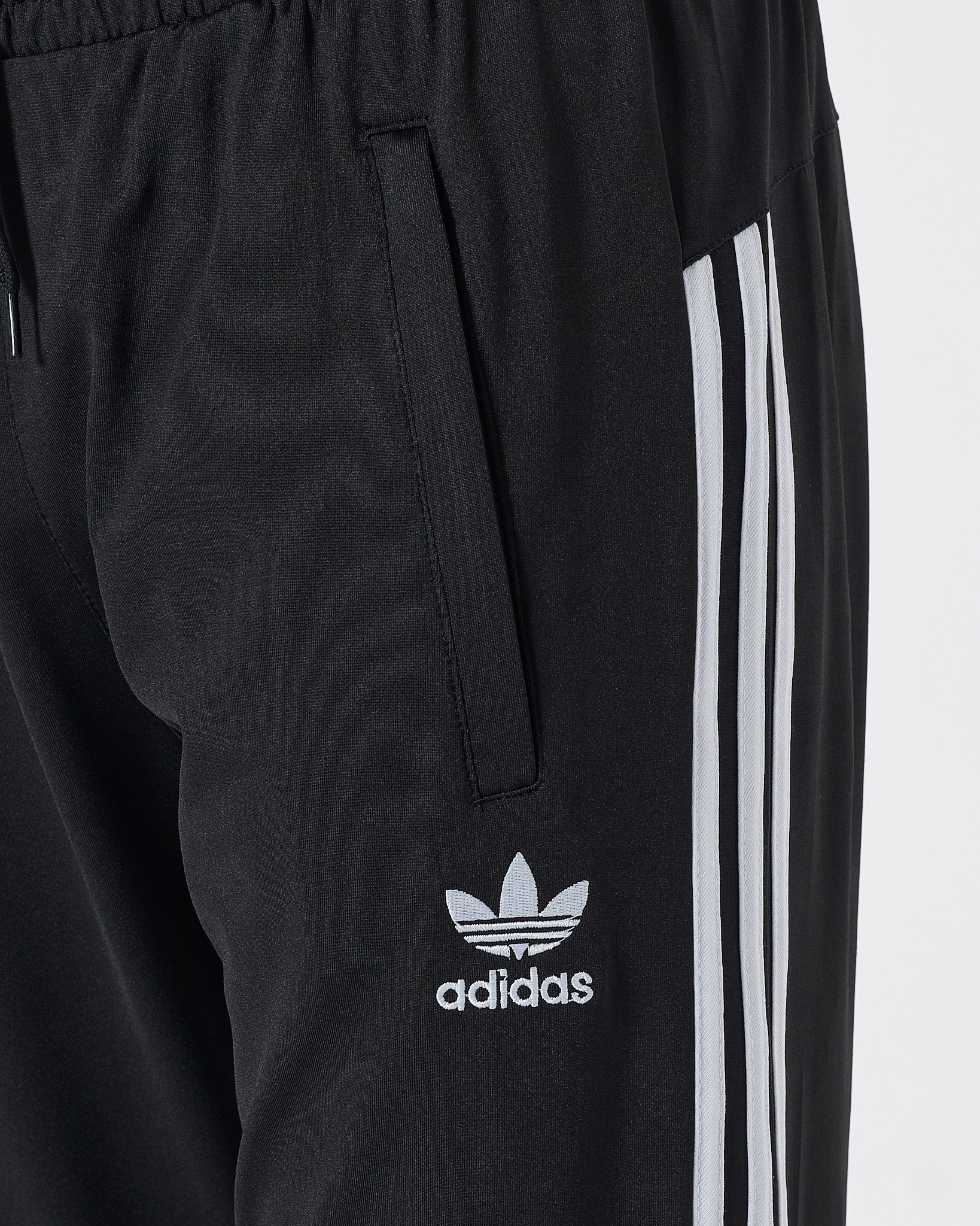 ADI White Striped Logo Embroidered Men Black Track Pants 16.90