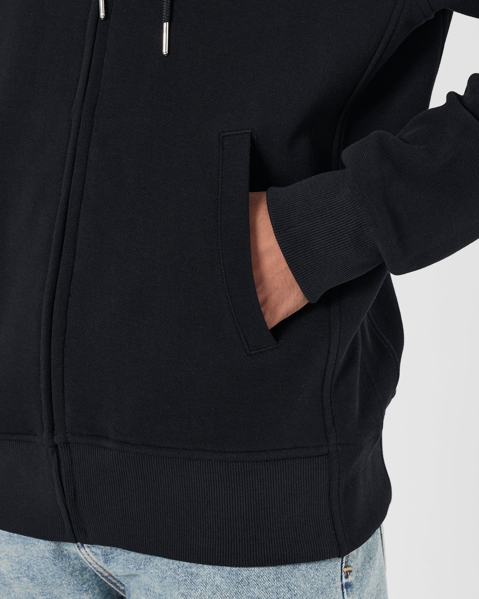 LAC Plain Color Men Black Zipped Hoodie 27.90