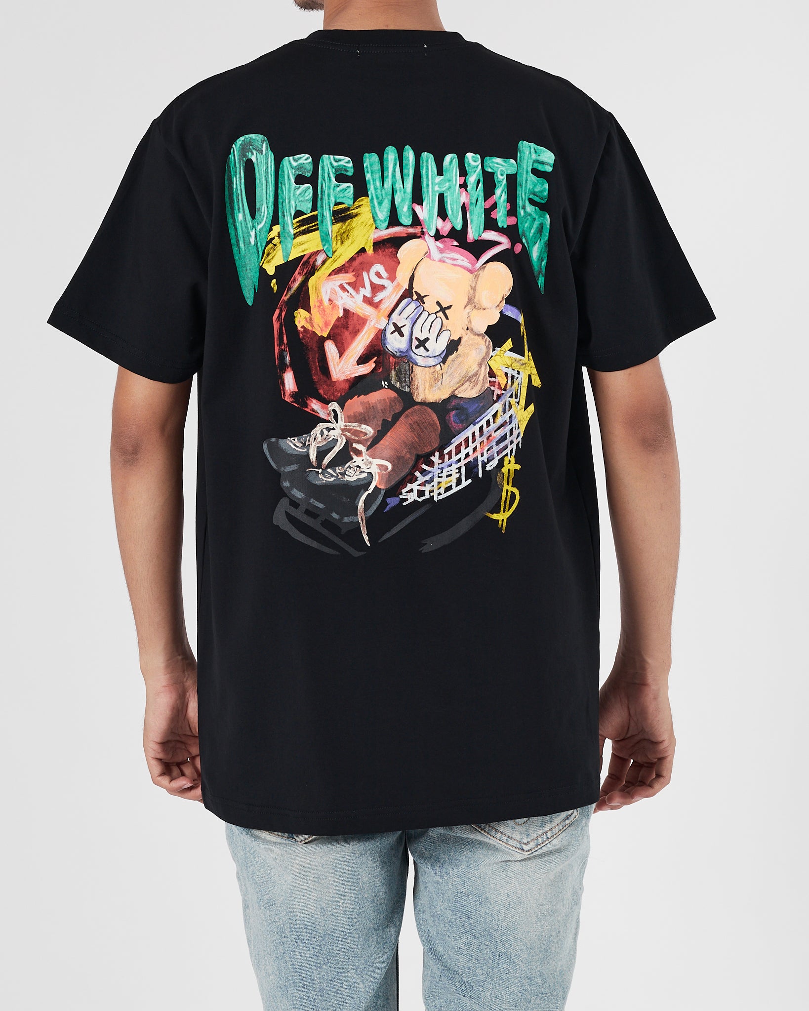 OW X Kaws Men Black T-Shirt 15.90