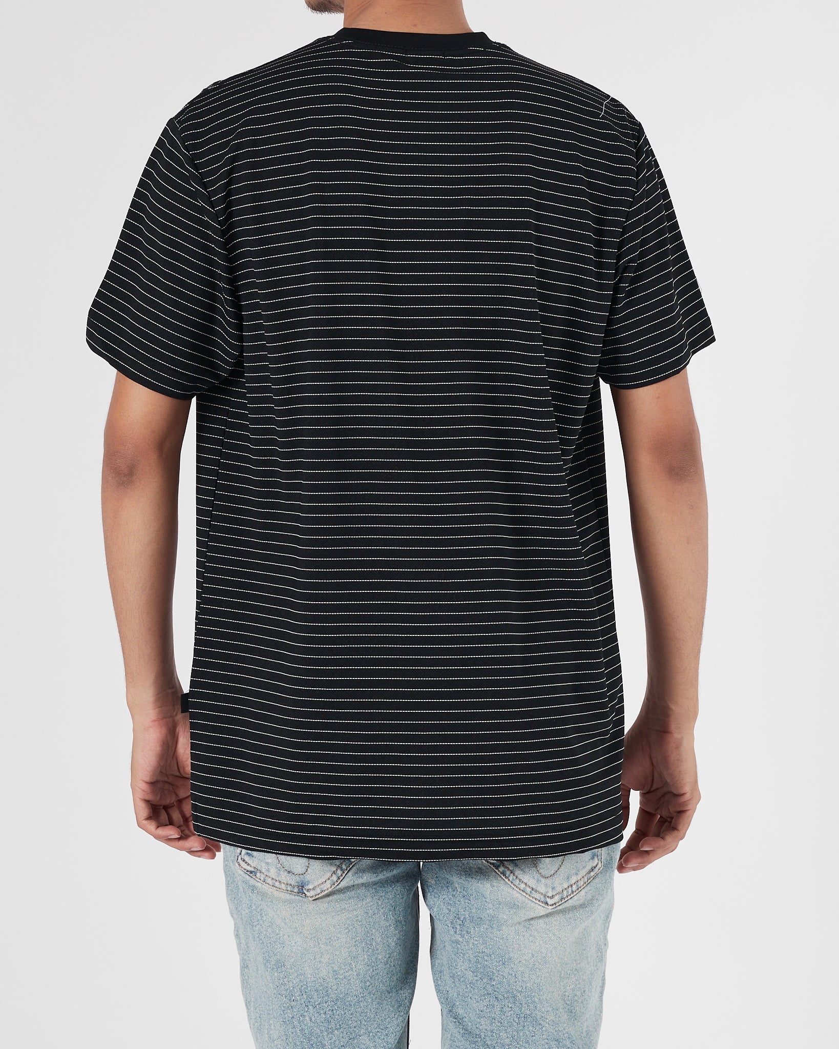 HUG Stripes Over Printed Men Black T-Shirt 15.90