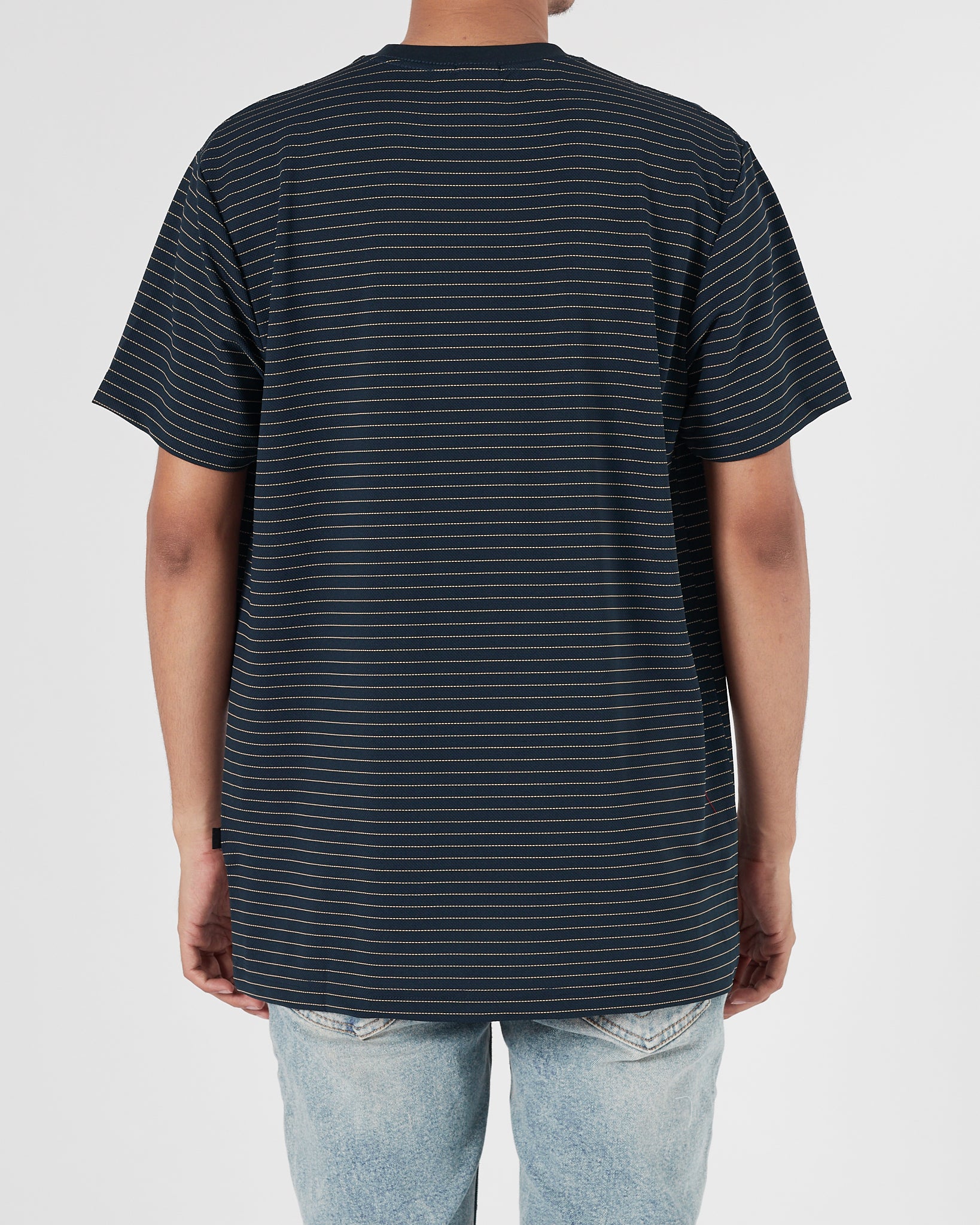 HUG Stripes Over Printed Men Blue T-Shirt 15.90