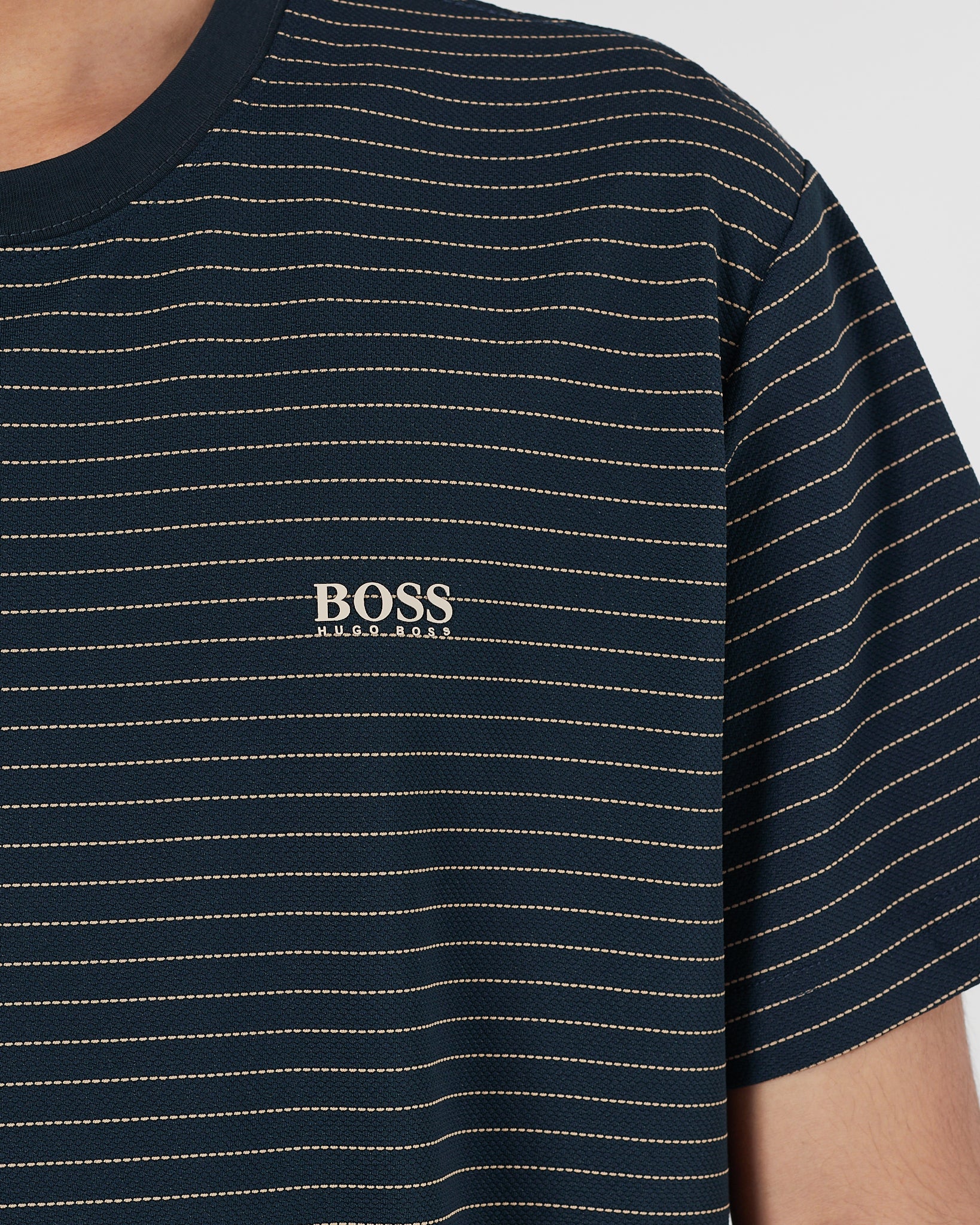 HUG Stripes Over Printed Men Blue T-Shirt 15.90