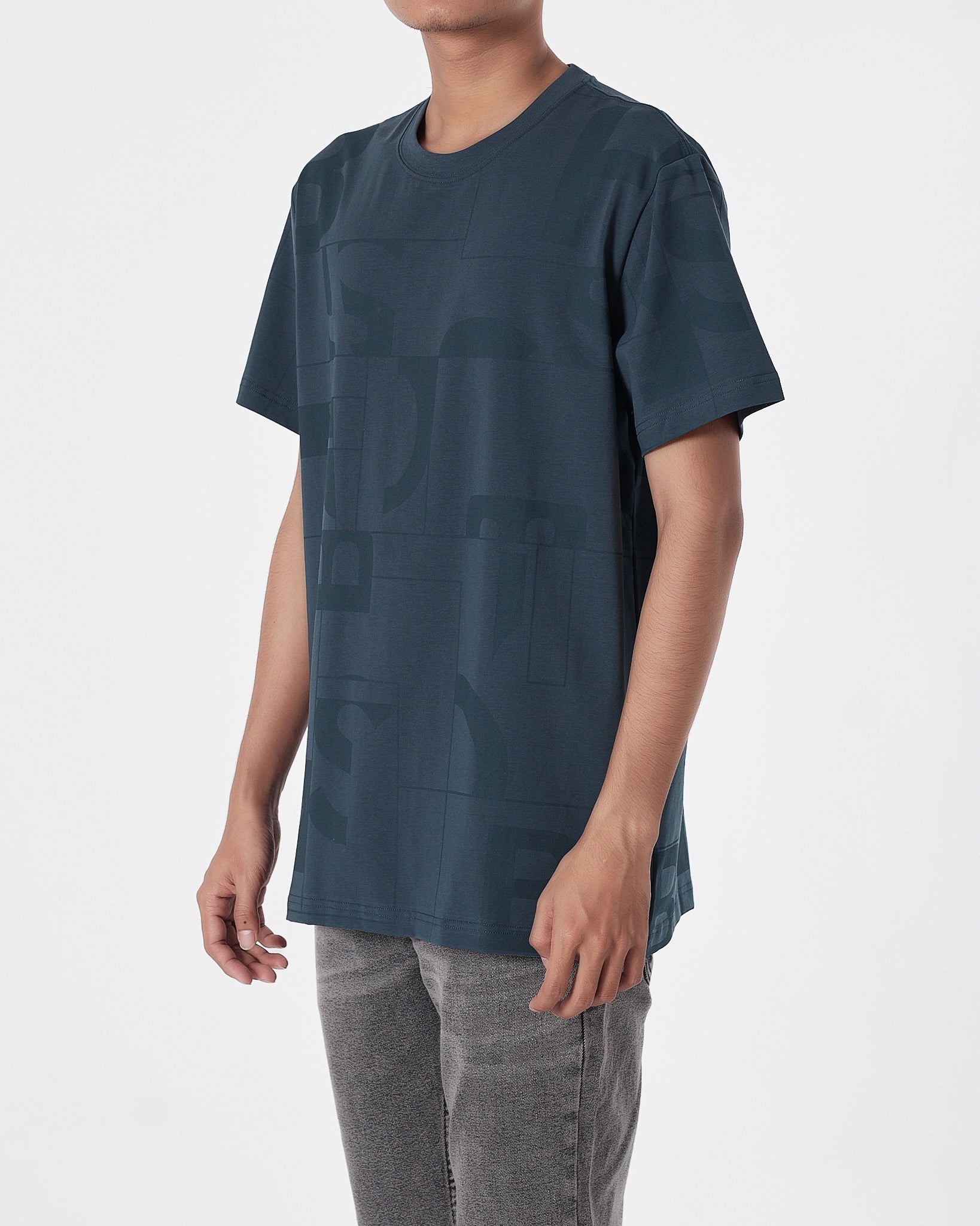 HUG Logo Full Printed Men Green T-Shirt 17.90