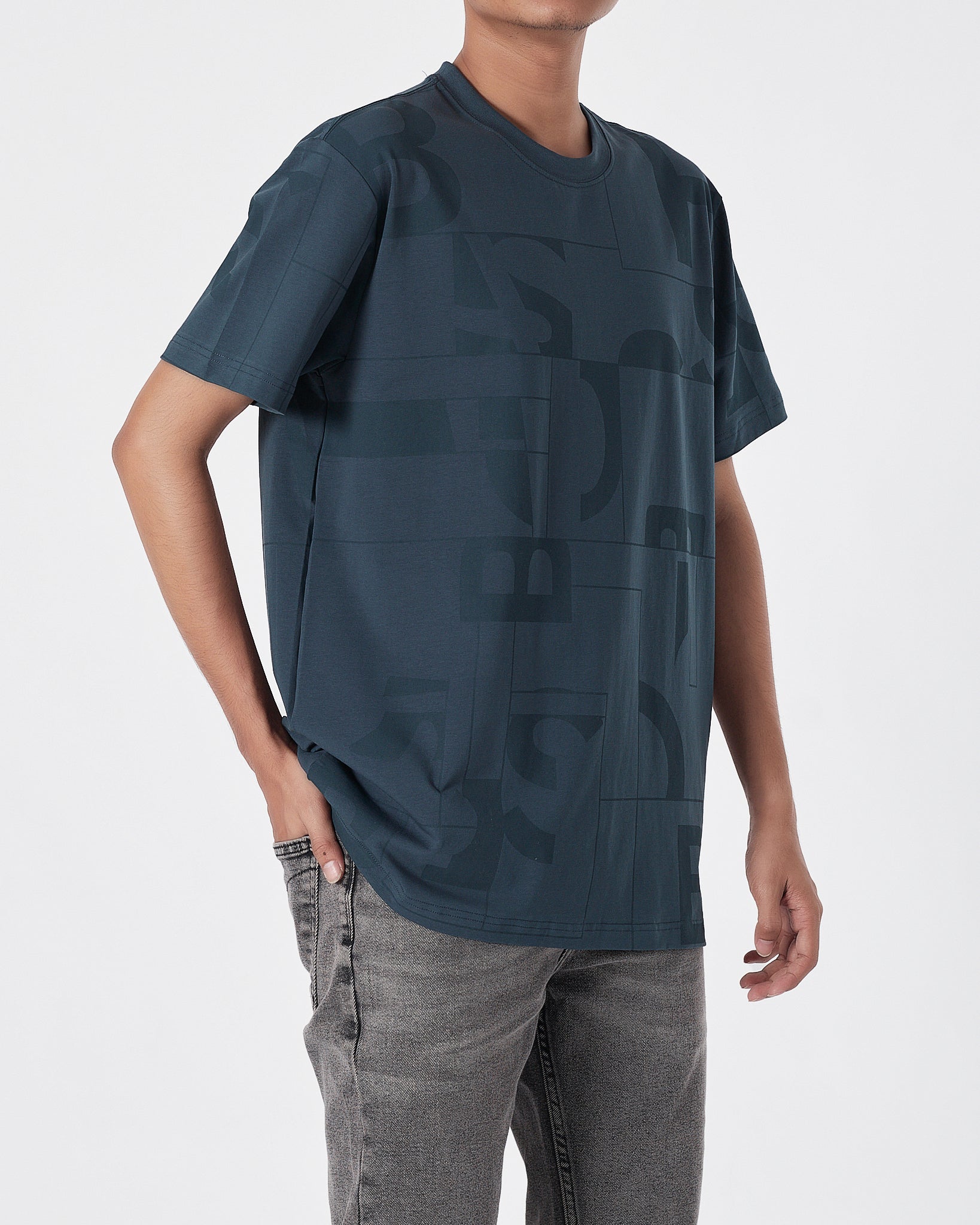 HUG Logo Full Printed Men Green T-Shirt 17.90