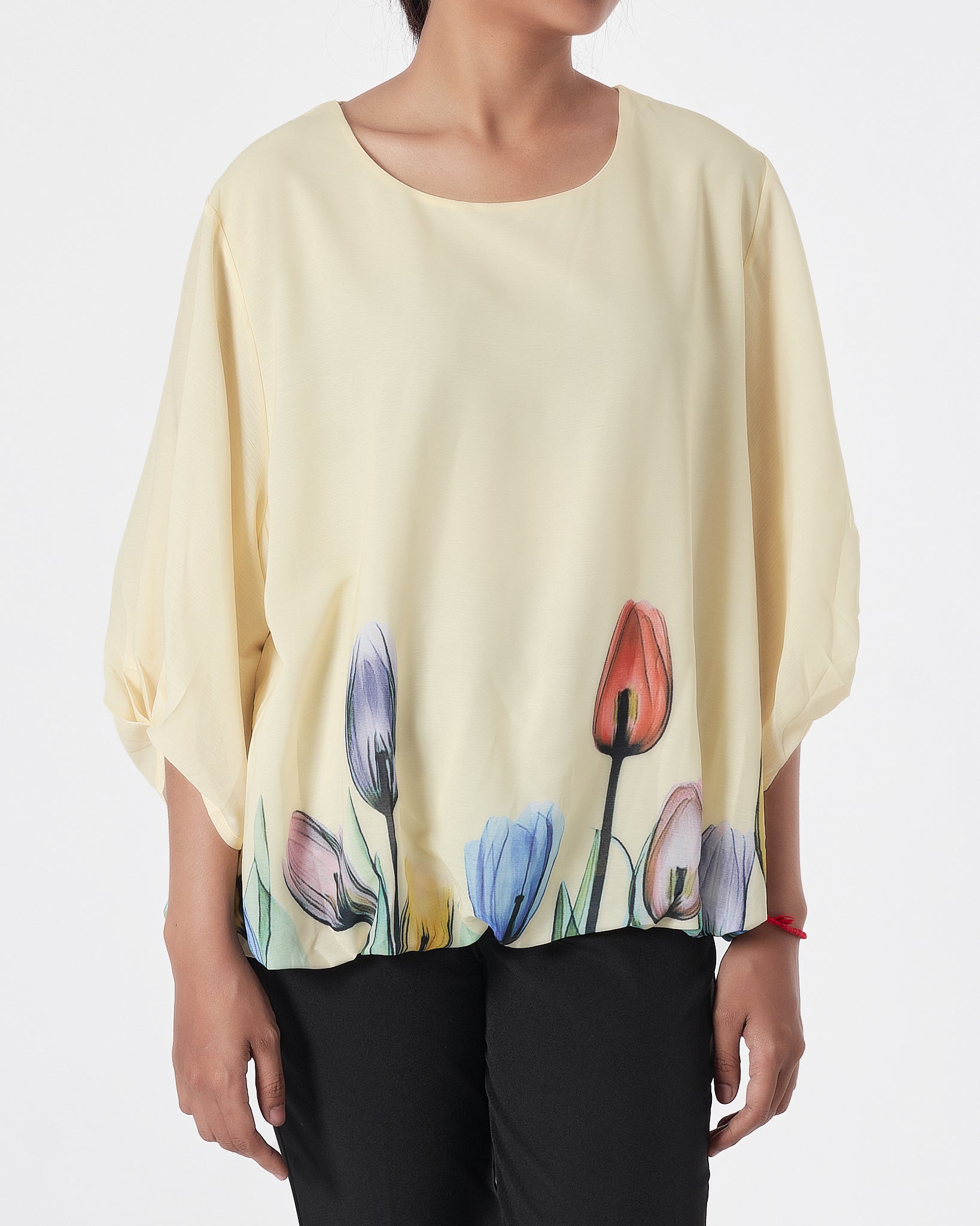 Tulip Flower Lady Yellow Puff Shirts Short Sleeve 16.90
