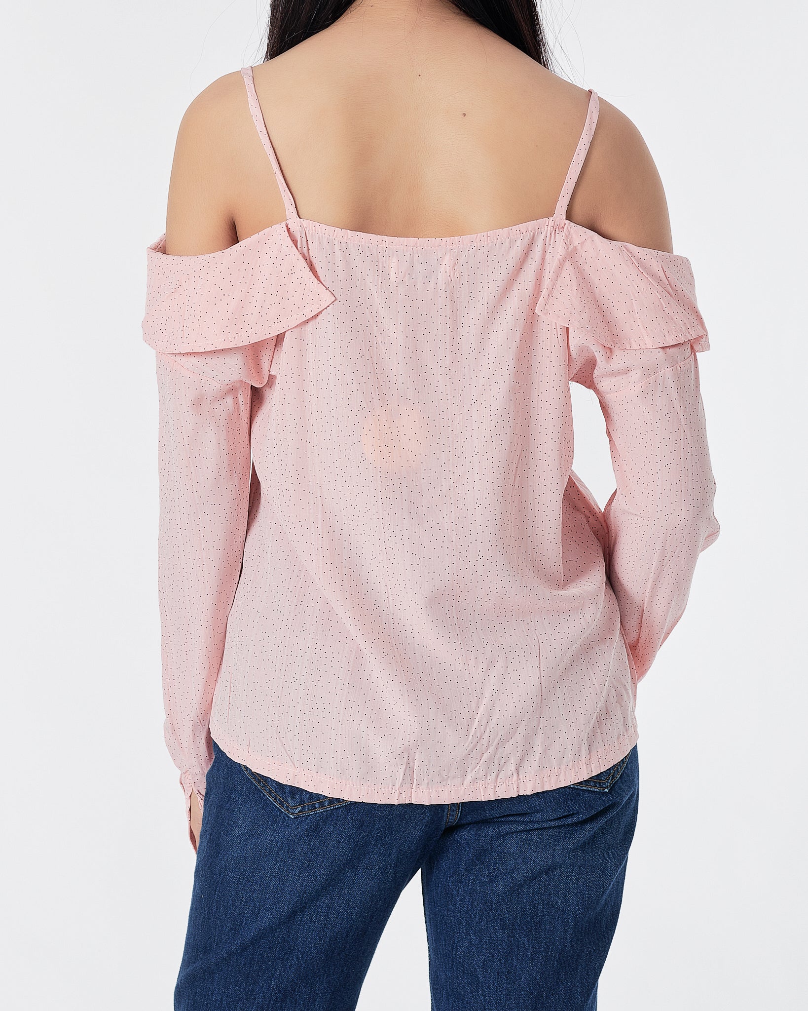 Dots Over Printed Pink Lady Shirts Long Sleeve 14.90