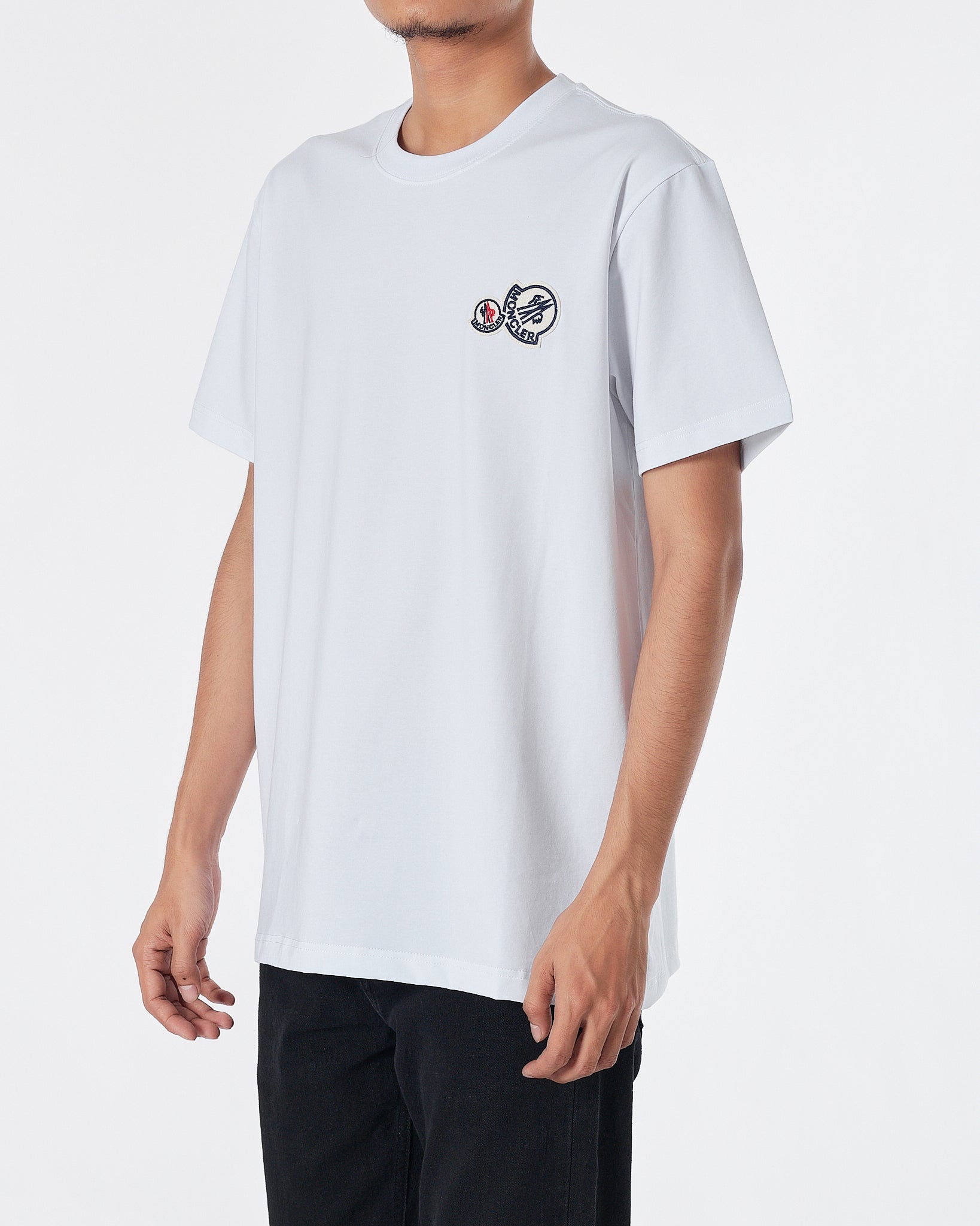 MON Logo Embroidered Men White T-Shirt 15.90