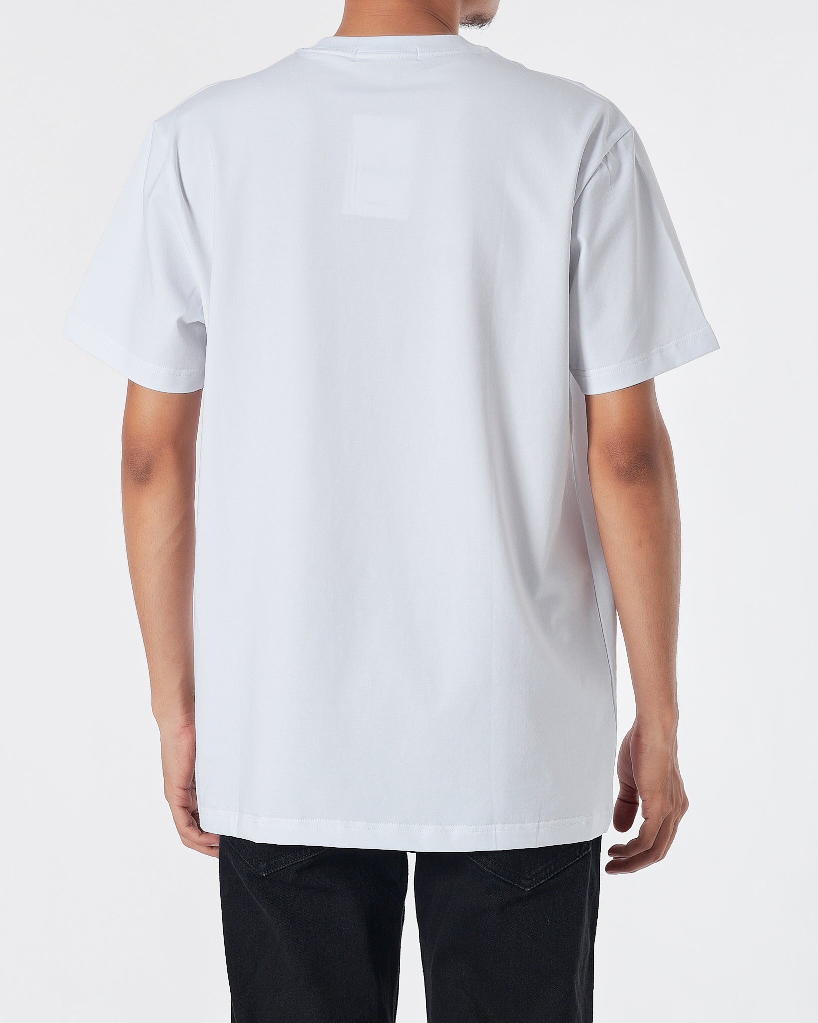 MON Logo Embroidered Men White T-Shirt 15.90