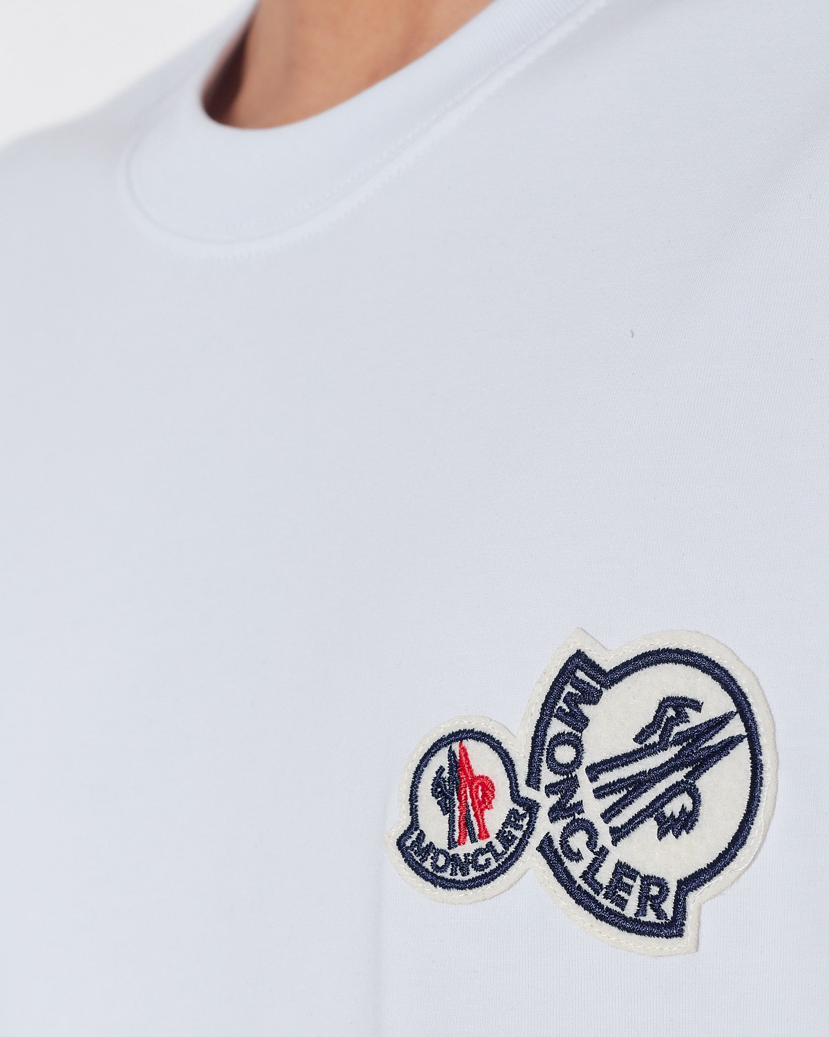 MON Logo Embroidered Men White T-Shirt 15.90