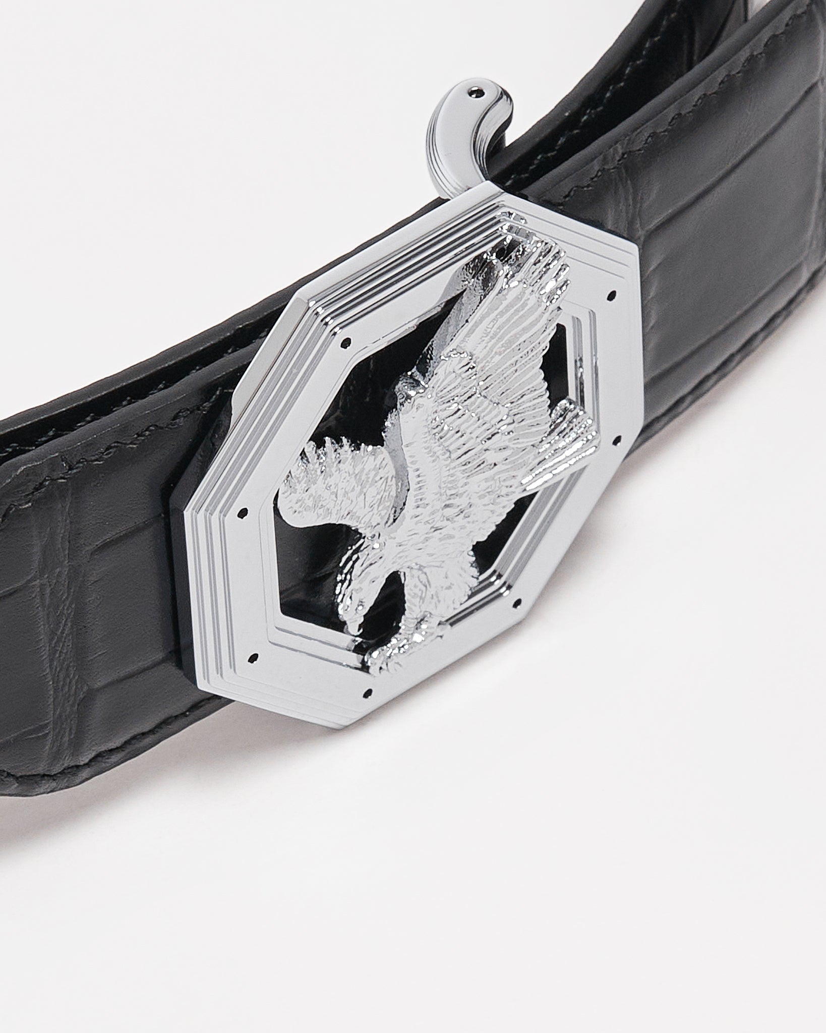 SR Silver Logo Men Black Leather Belt 89.90