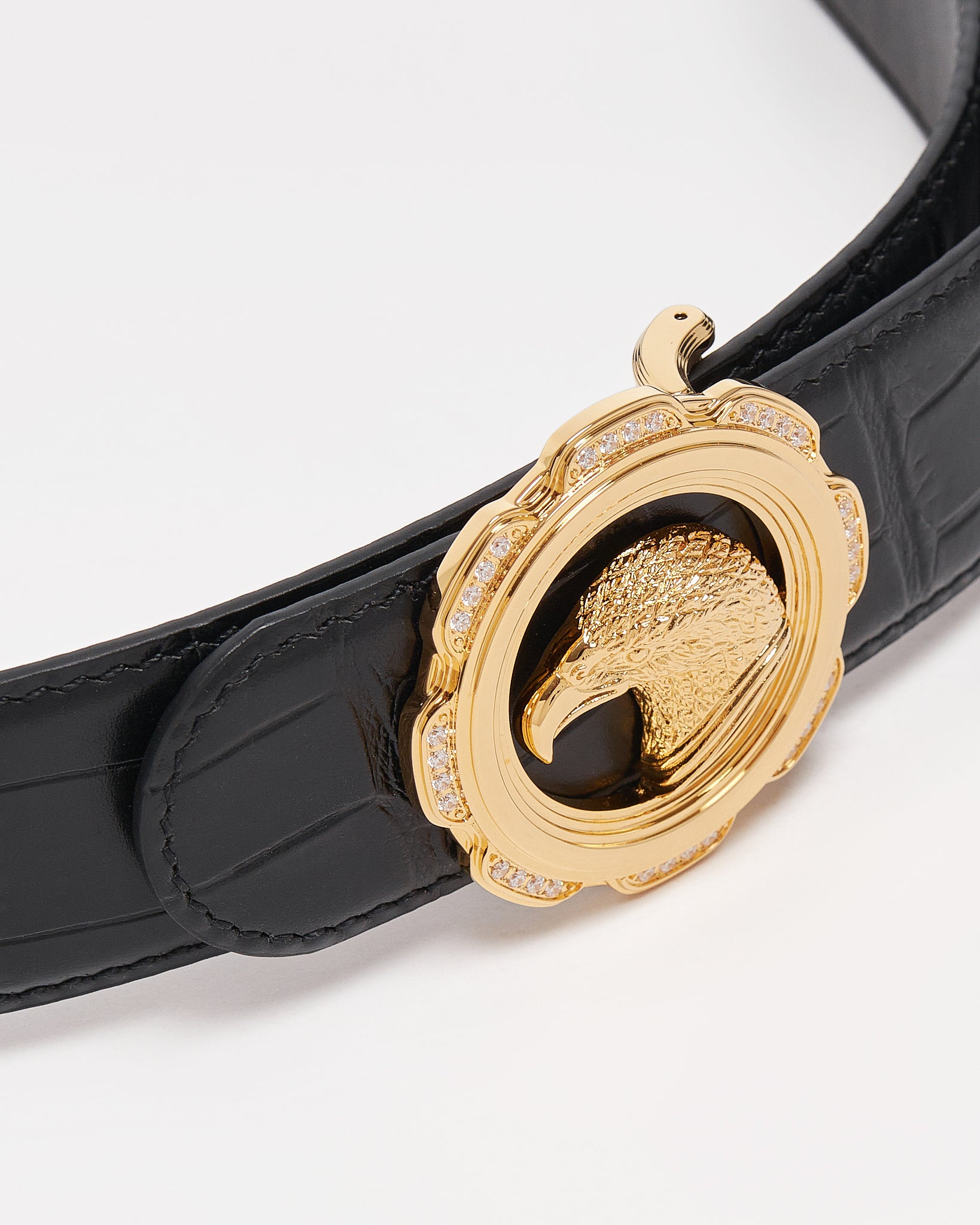 SR Gold Logo Men Black Leather Belt 94.90