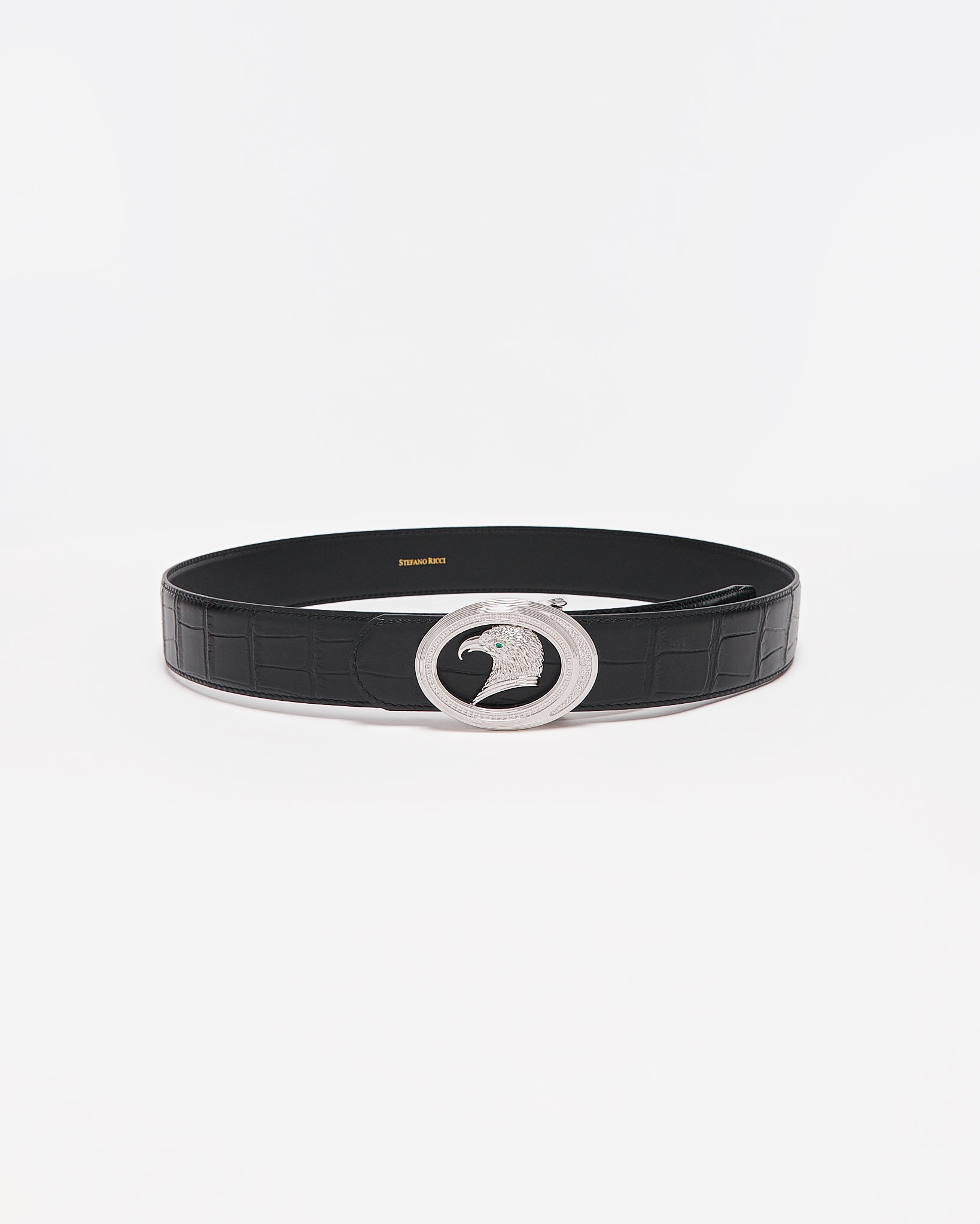 SR Silver Logo Men Black Leather Belt 109.90