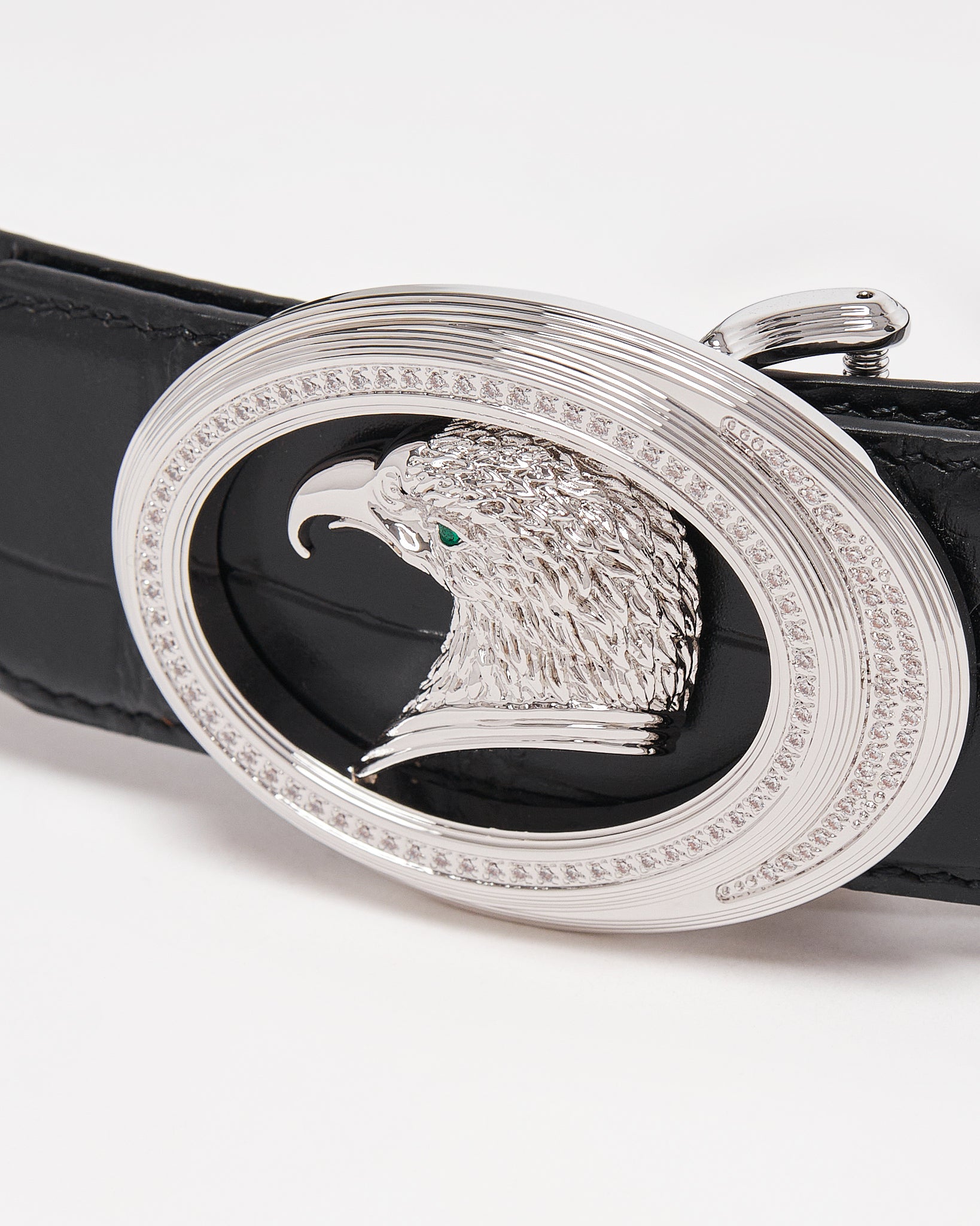 SR Silver Logo Men Black Leather Belt 109.90