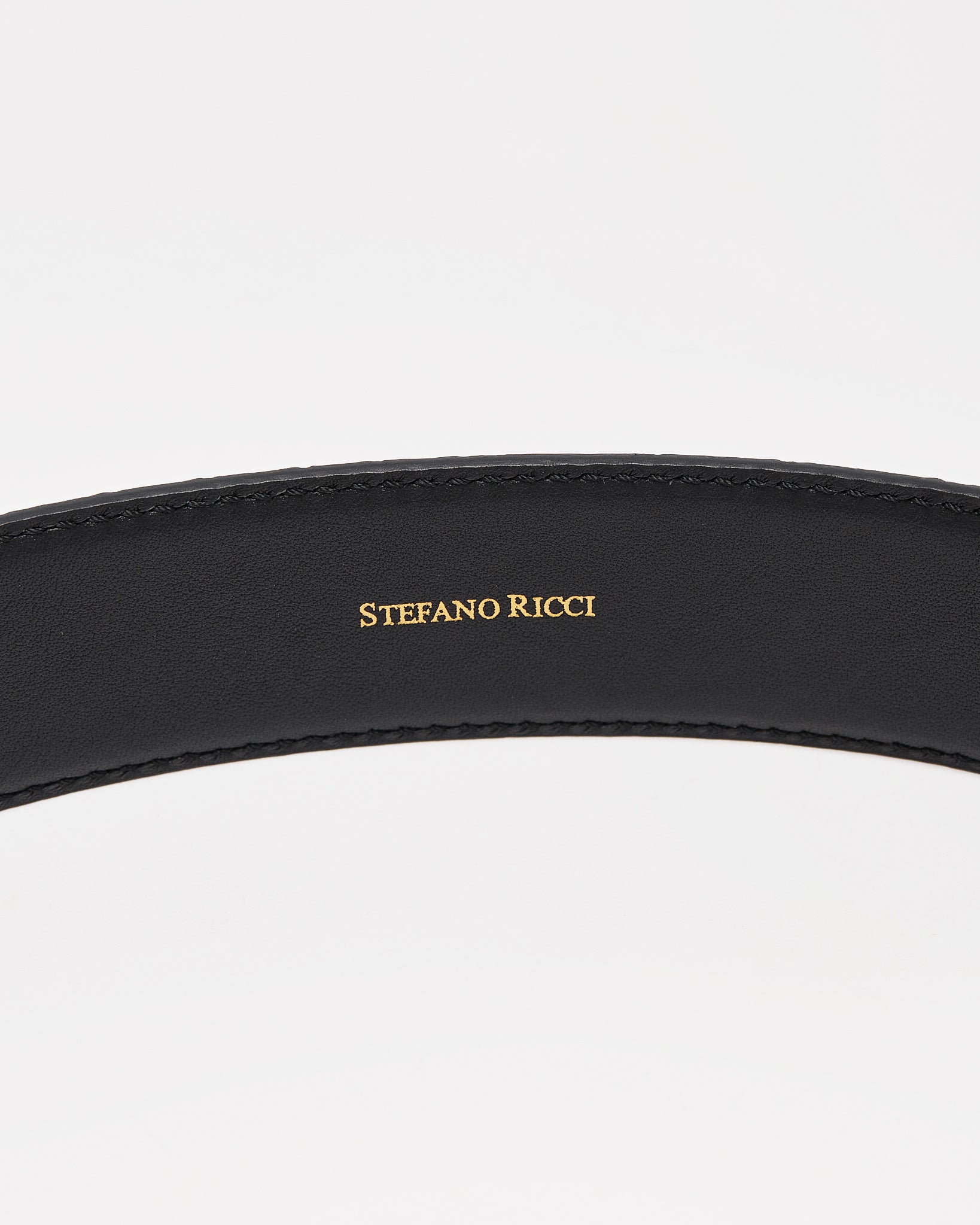 SR Silver Logo Men Black Leather Belt 94.90
