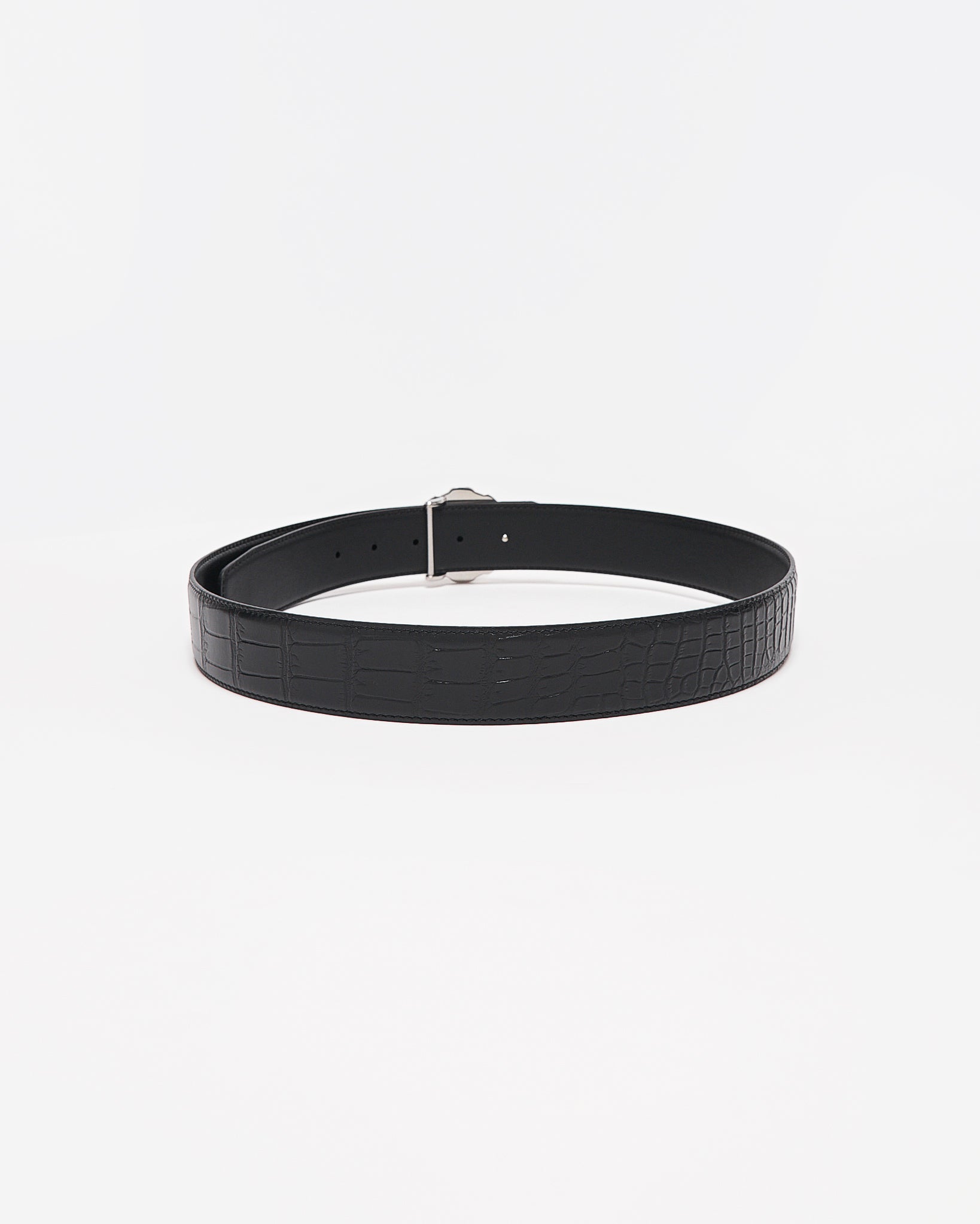 SR Silver Logo Men Black Leather Belt 94.90