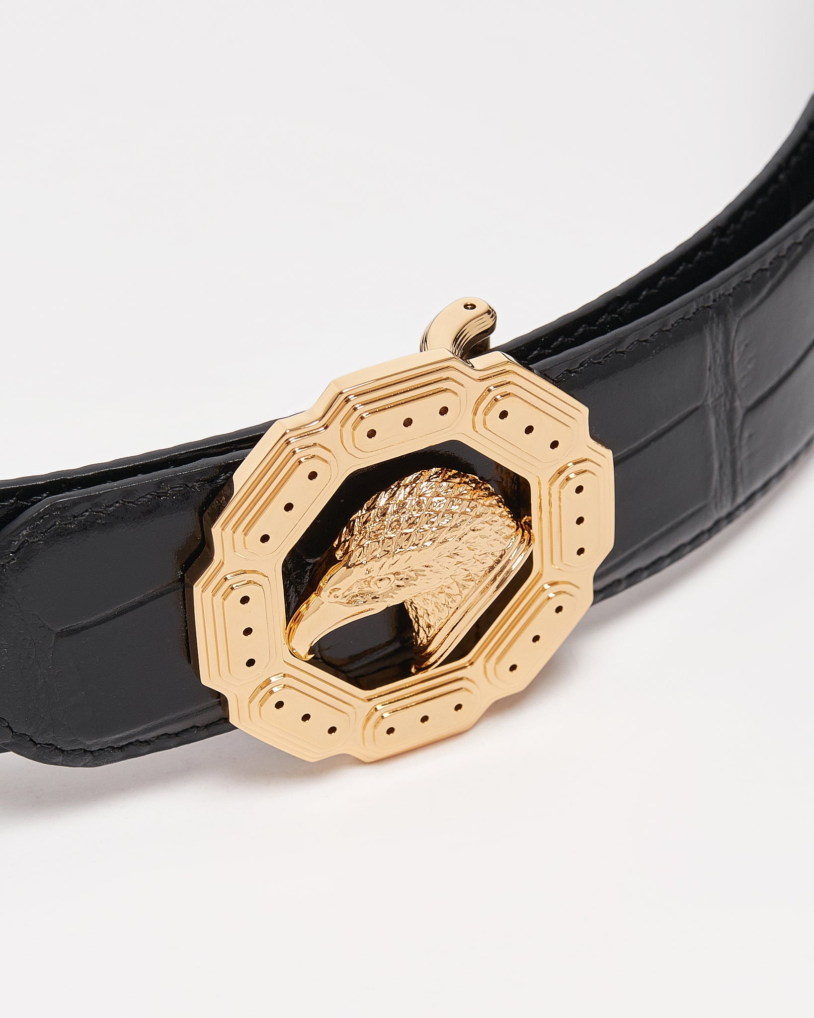 SR Gold Logo Men Black Leather Belt 94.90
