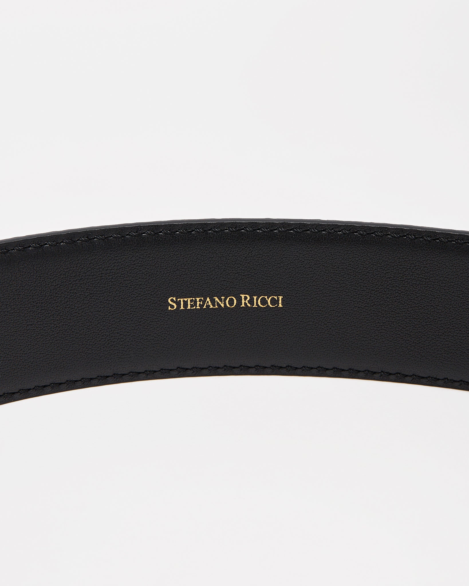 SR Gold Logo Men Black Leather Belt 94.90