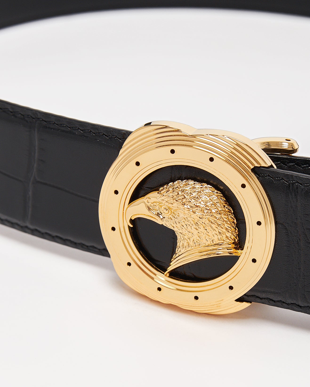 SR Gold Logo Men Black Leather Belt 94.90