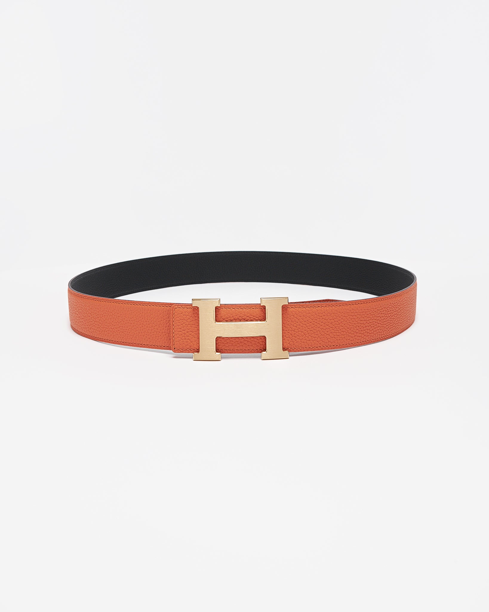 HER H Gold Logo Men Orange Leather Belt 59.90
