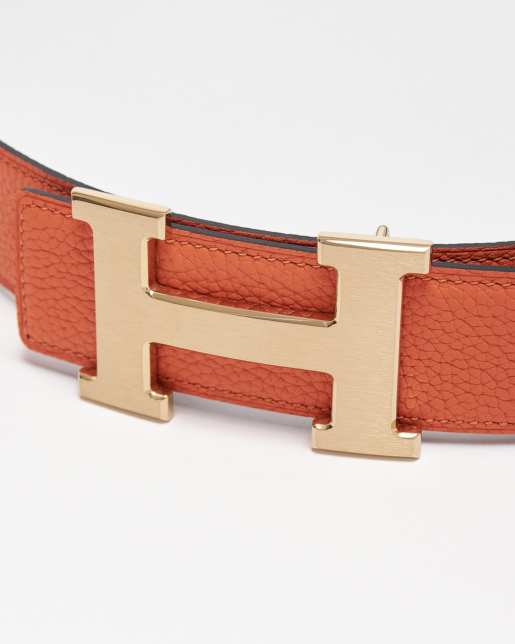 HER H Gold Logo Men Orange Leather Belt 59.90