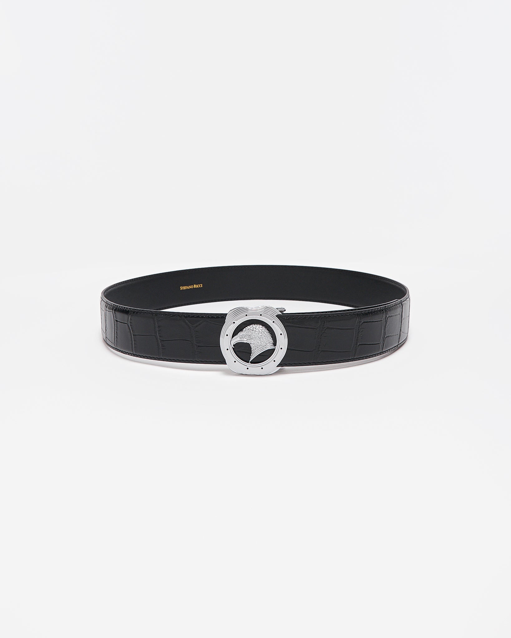SR Silver Logo Men Black Leather Belt 94.90