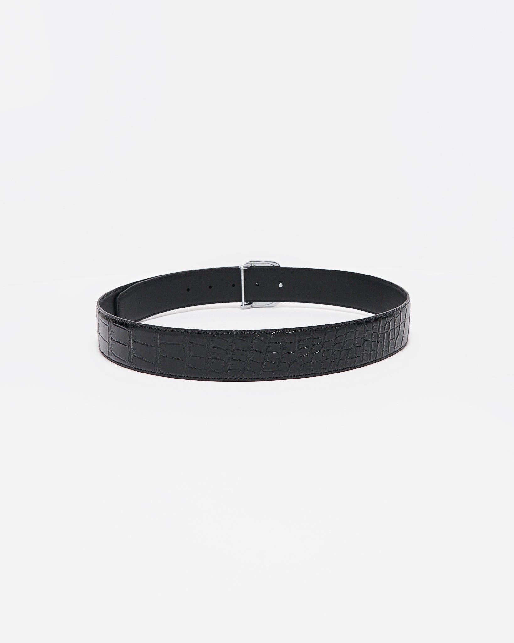 SR Silver Logo Men Black Leather Belt 94.90