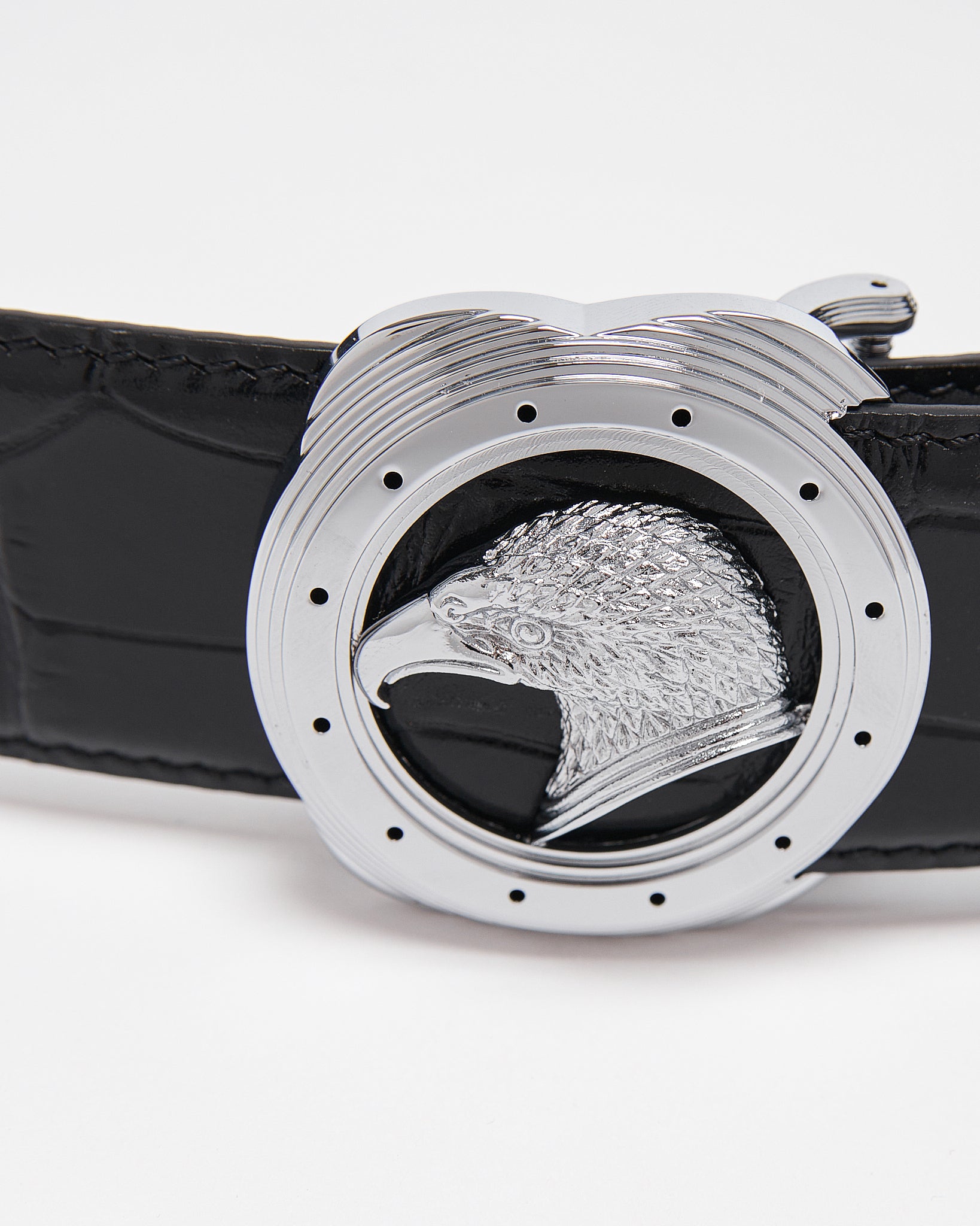 SR Silver Logo Men Black Leather Belt 94.90