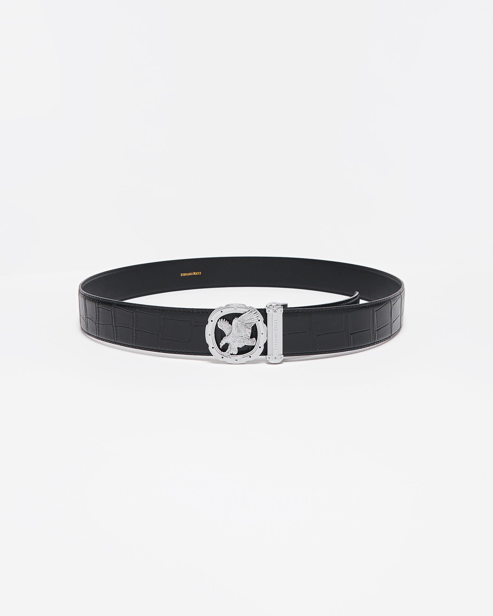 SR Silver Logo Men Black Leather Belt 99.90