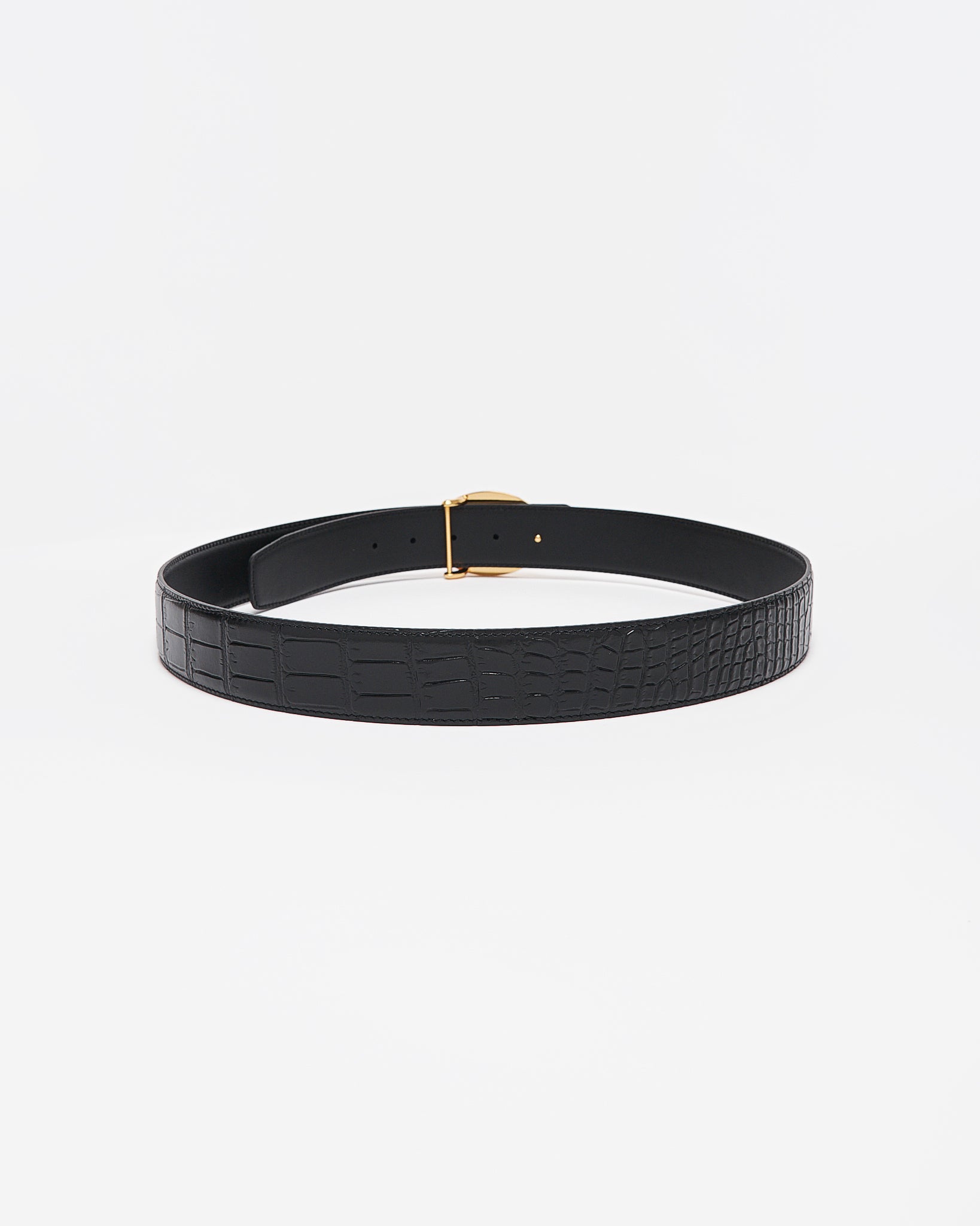 SR Gold Logo Men Black Leather Belt 109.90