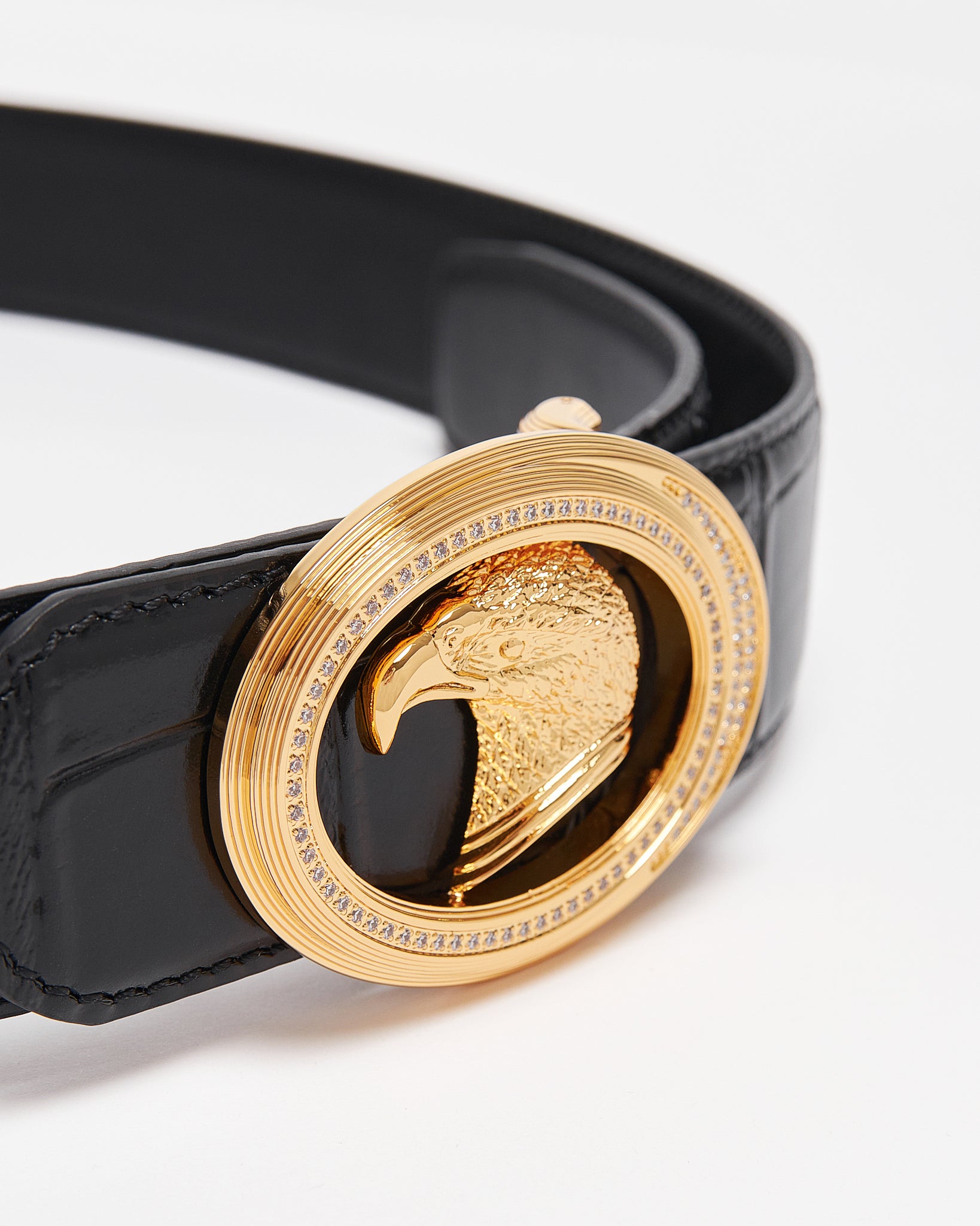 SR Gold Logo Men Black Leather Belt 109.90
