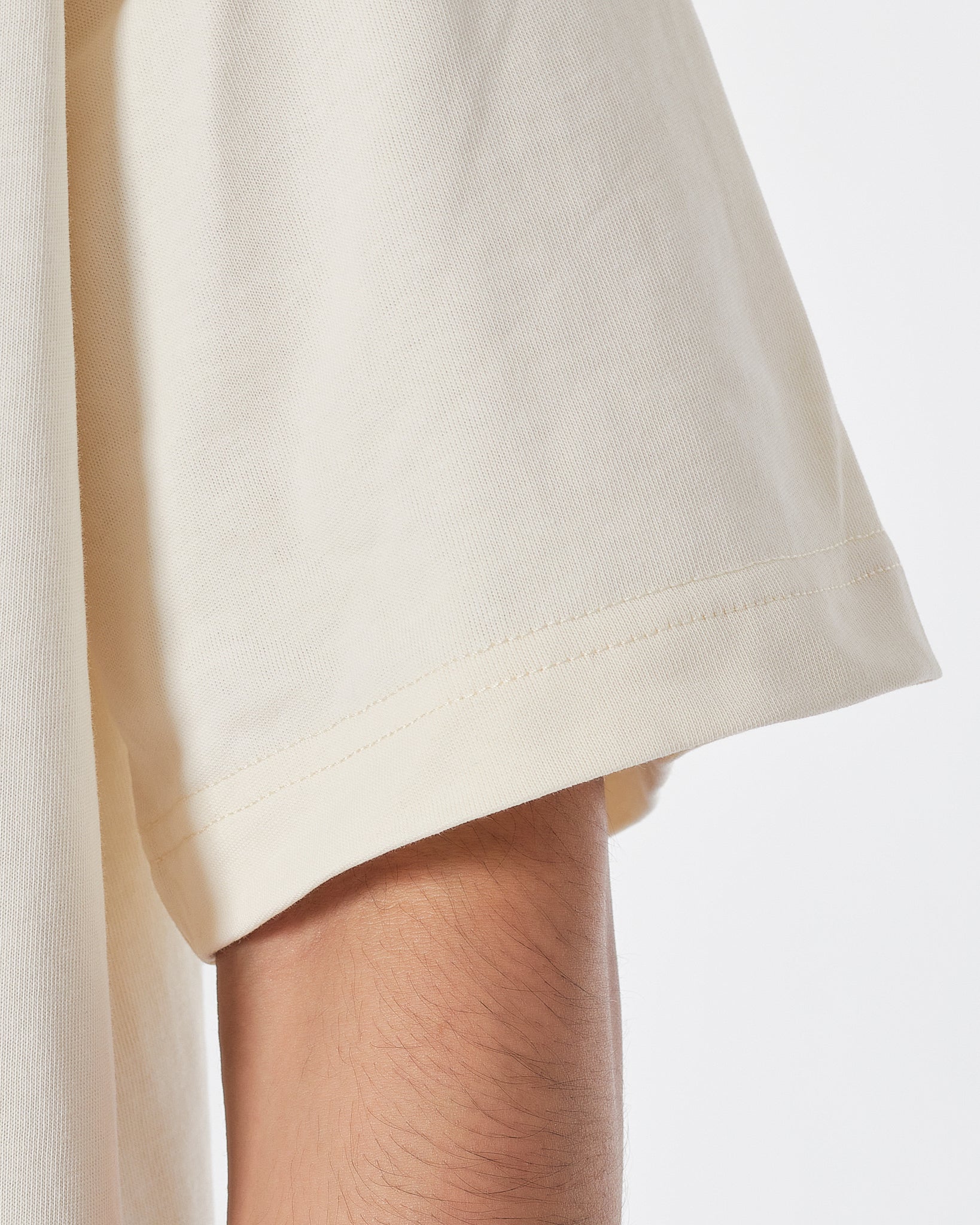 NIK Logo Embroidered Men Cream T-Shirt 16.90