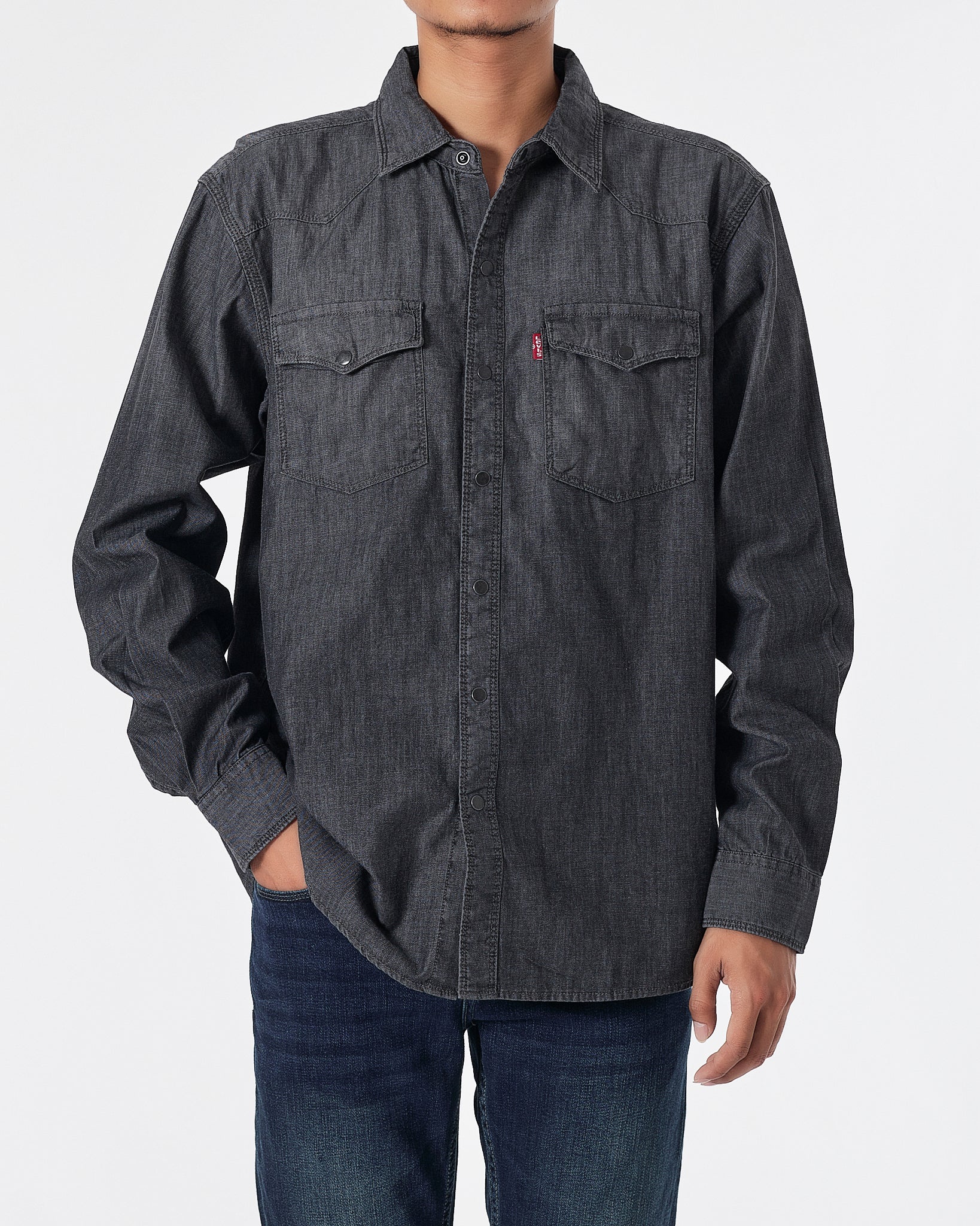 Levi's Denim Long Sleeves LEV Denim Men Black Shirts Long Sleeve