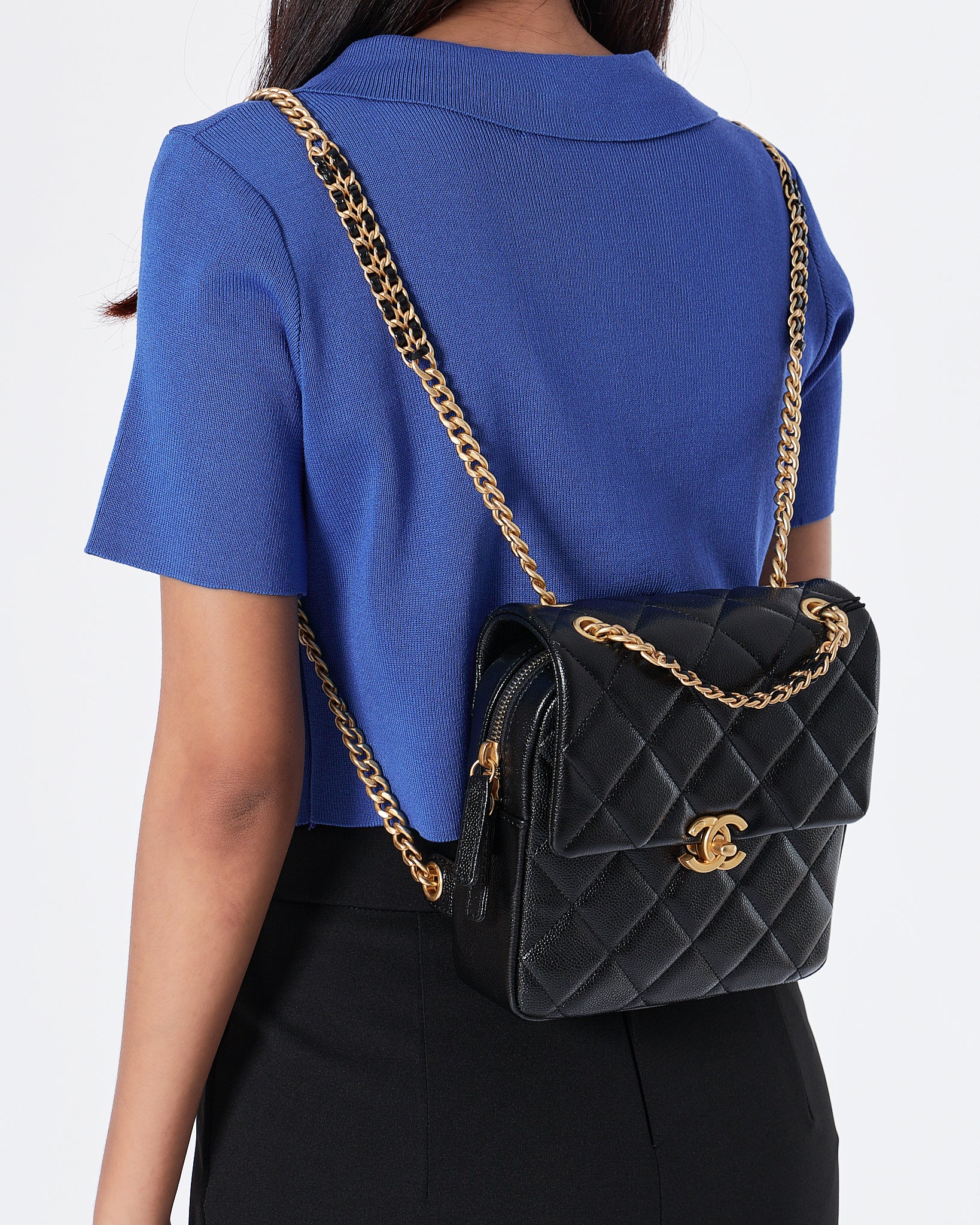CHA Mini Lady Black Flap Mini Backpack 279
