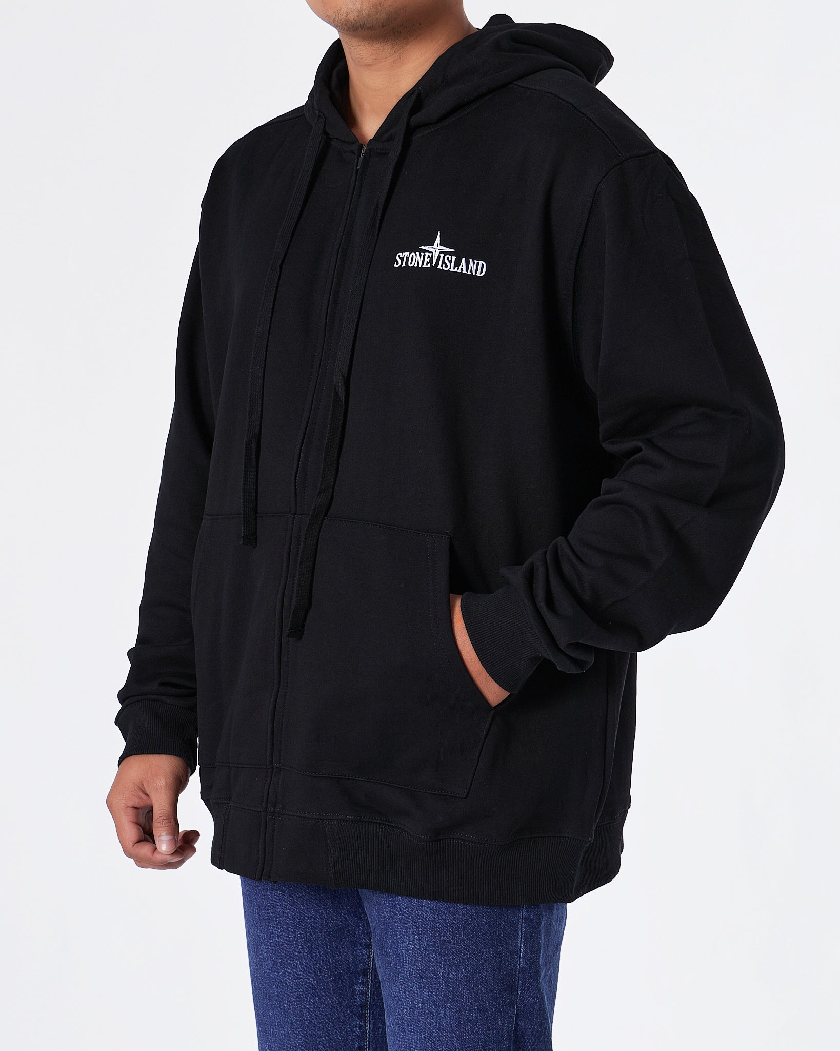 SIL Back Logo Embroidered Men Black Zipped Hoodie 39.90