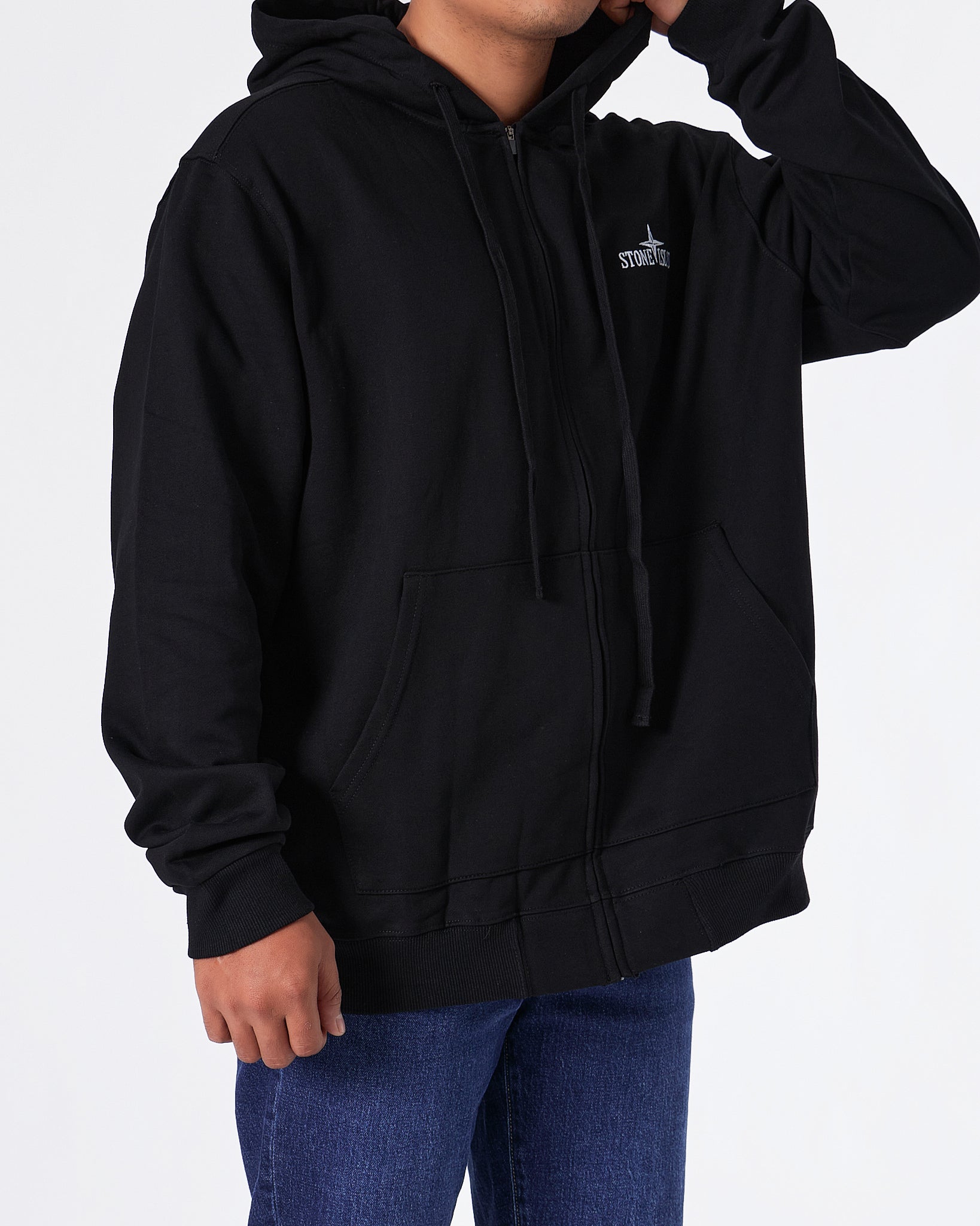 SIL Back Logo Embroidered Men Black Zipped Hoodie 39.90