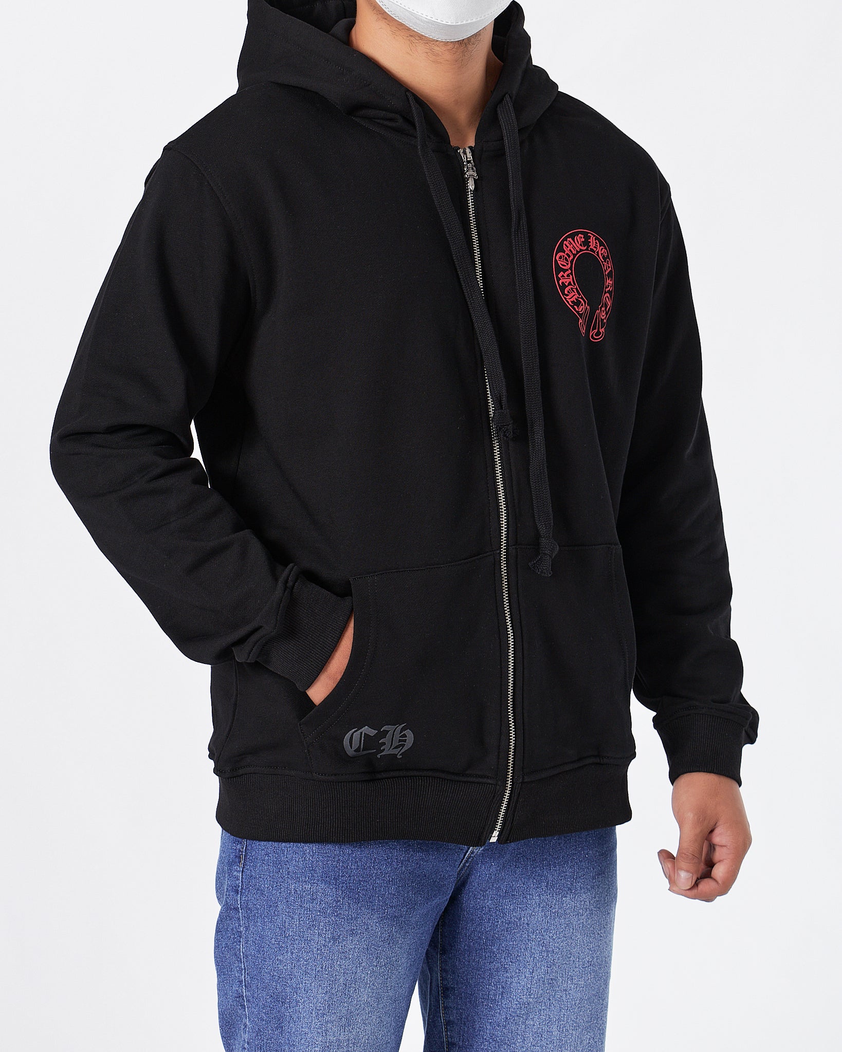 CH Front And Back Logo Printed Men Black Hoodie 39.90