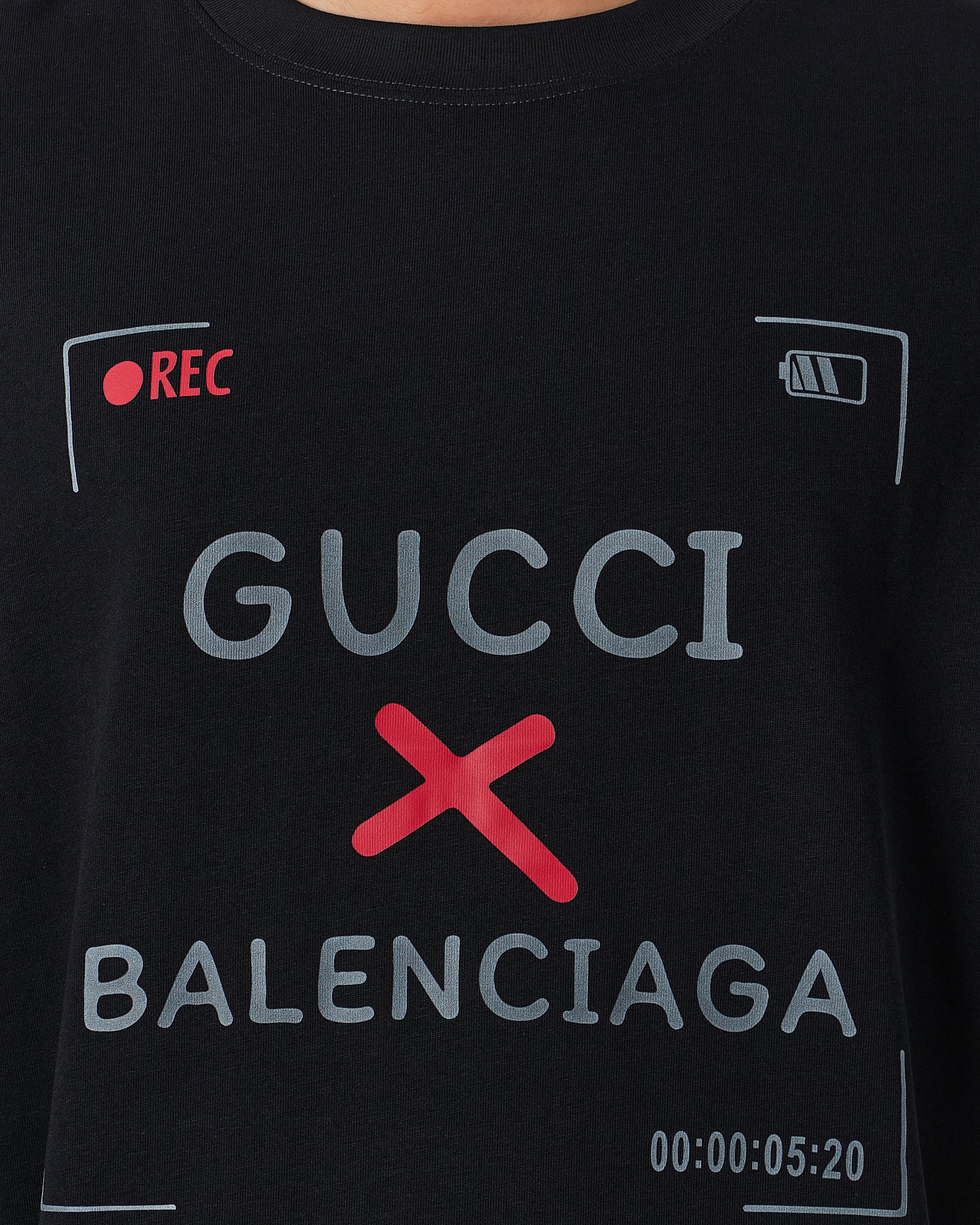 GUC x BAL Men Black T-Shirt 20.90