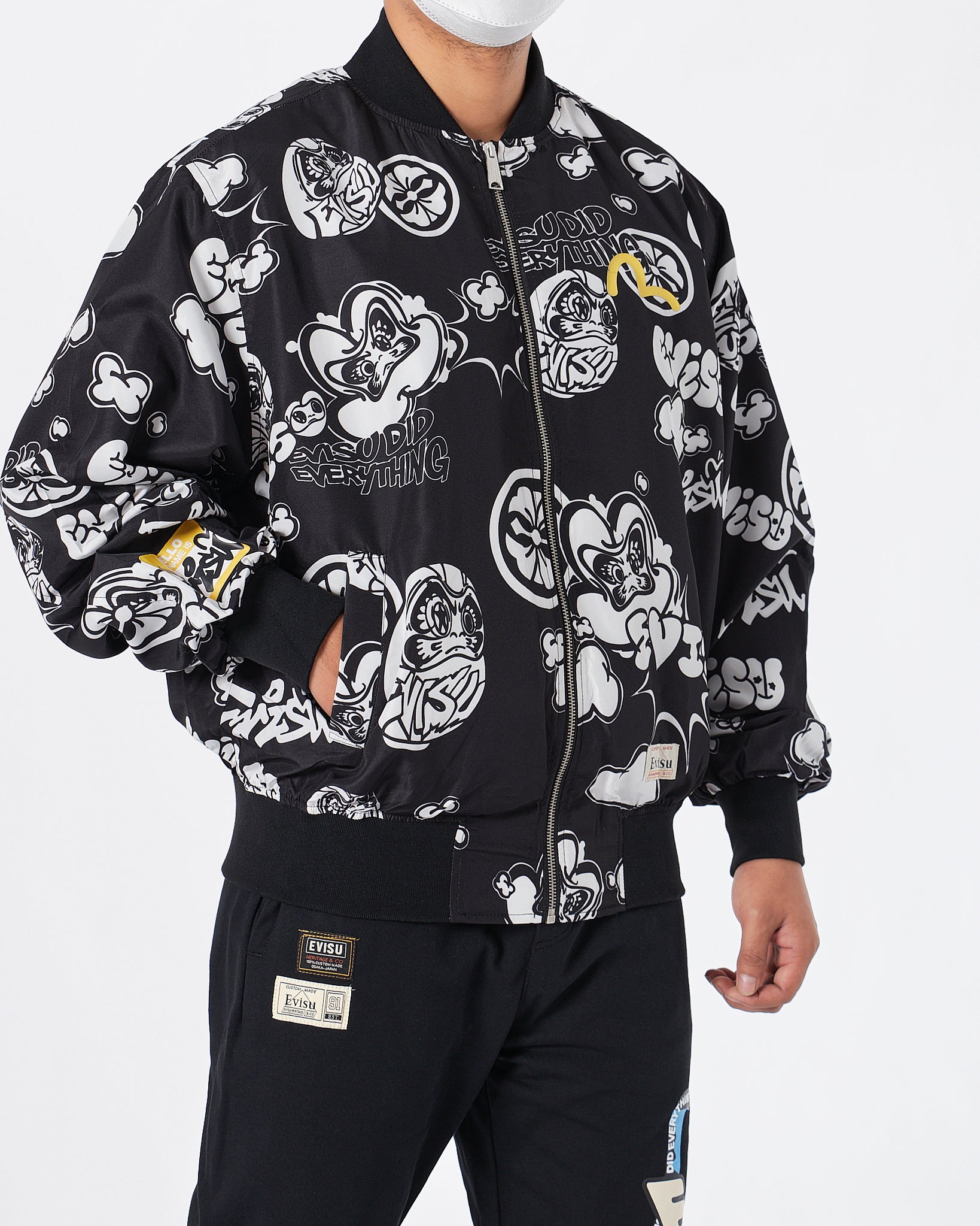 EVI Graffiti Daruma Over Printed Men Bomber Jacket 69.90