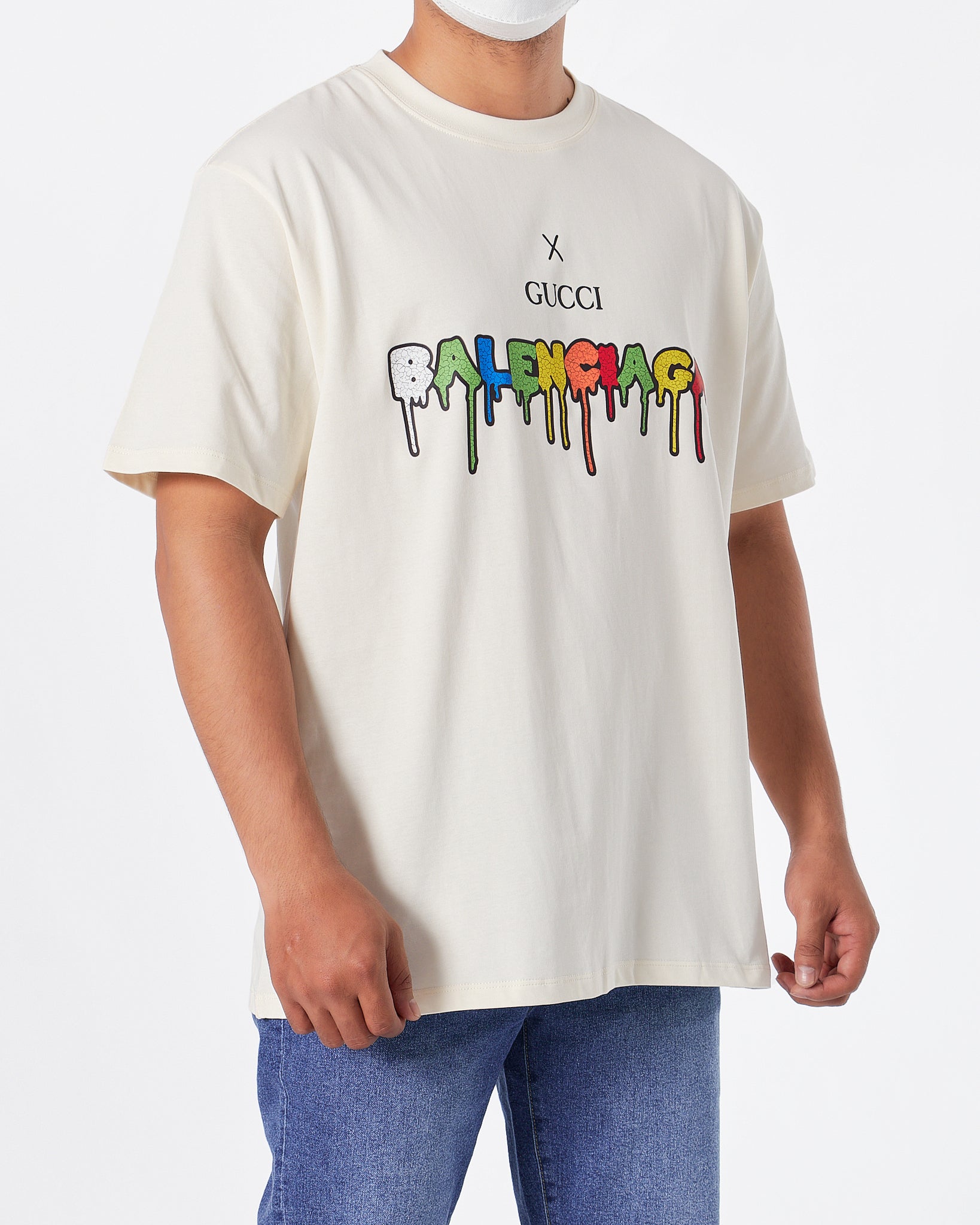 GUC x BAL Color Drip Men White T-Shirt 23.90