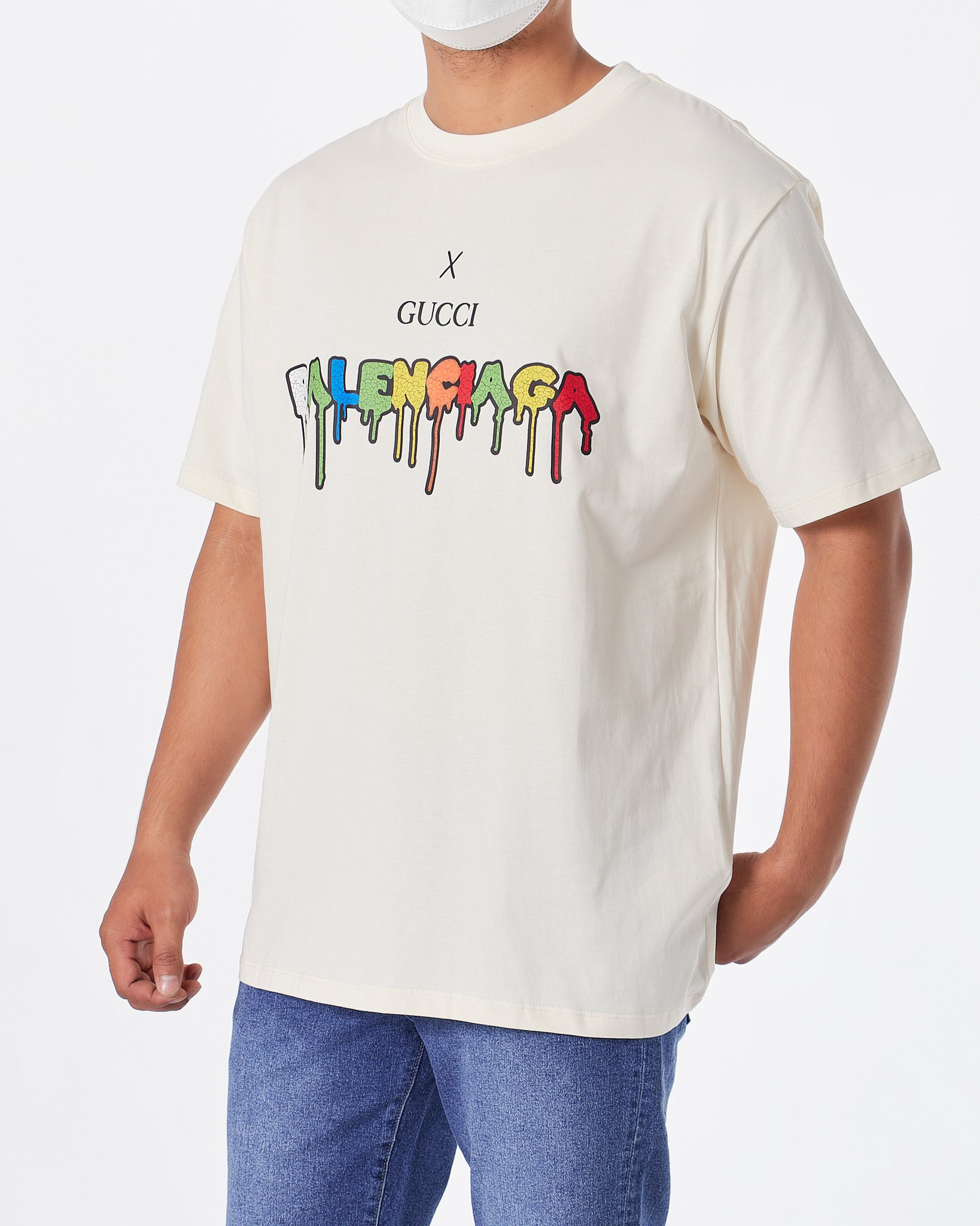 GUC x BAL Color Drip Men White T-Shirt 23.90