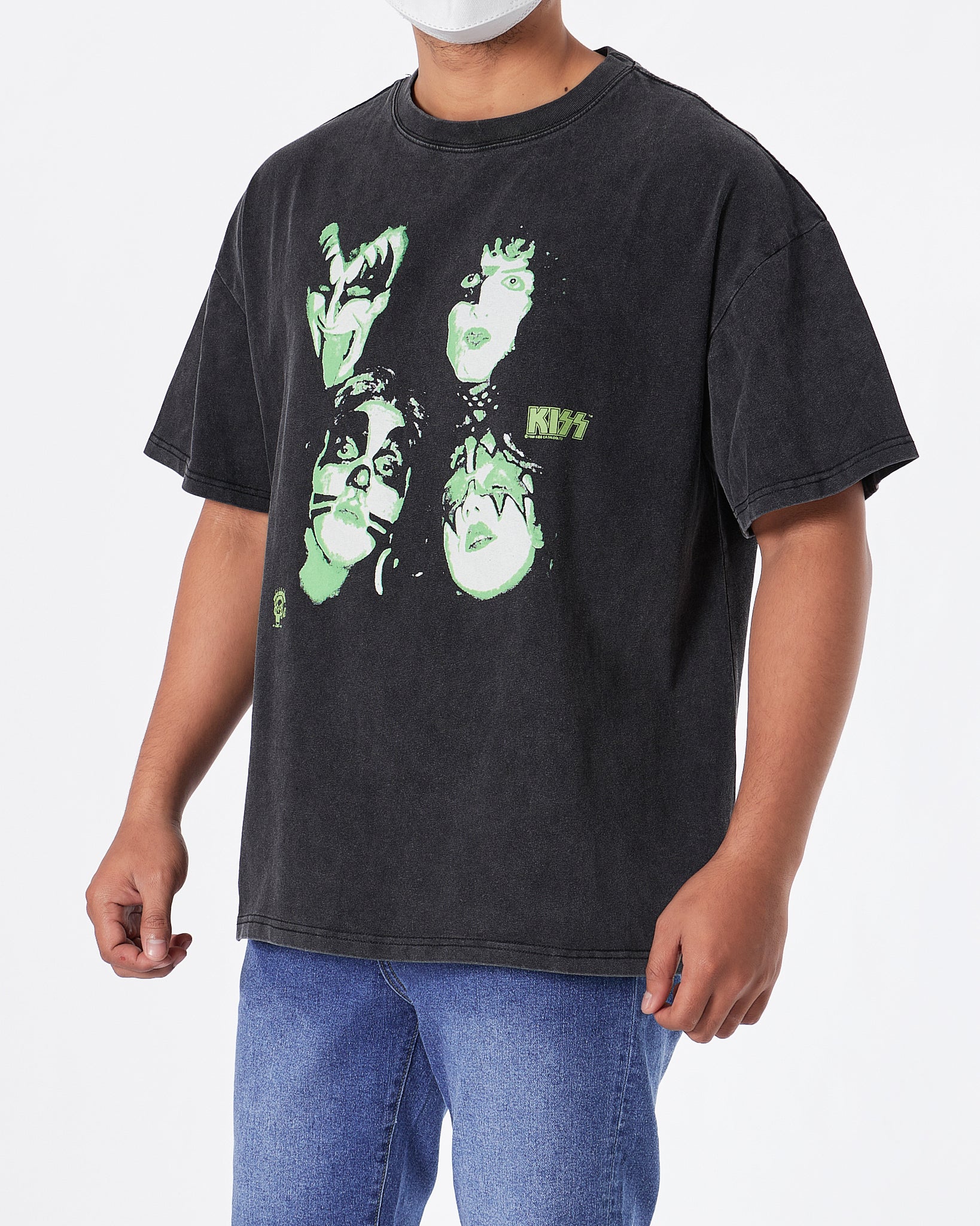 WTL Four Green Face Printed Men Black T-Shirt 19.90