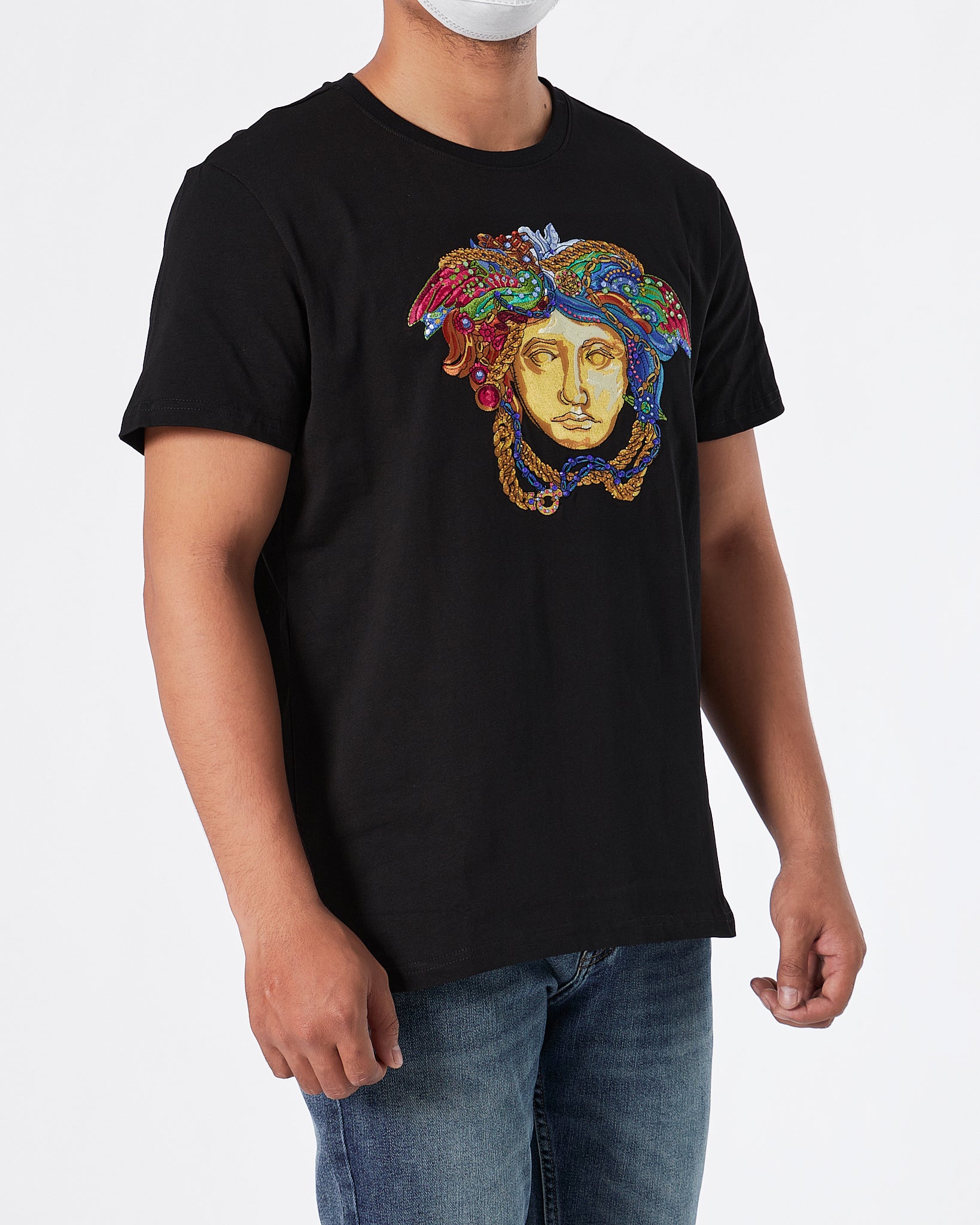 VER Rhinestone Medusa Men Black T-Shirt 22.90